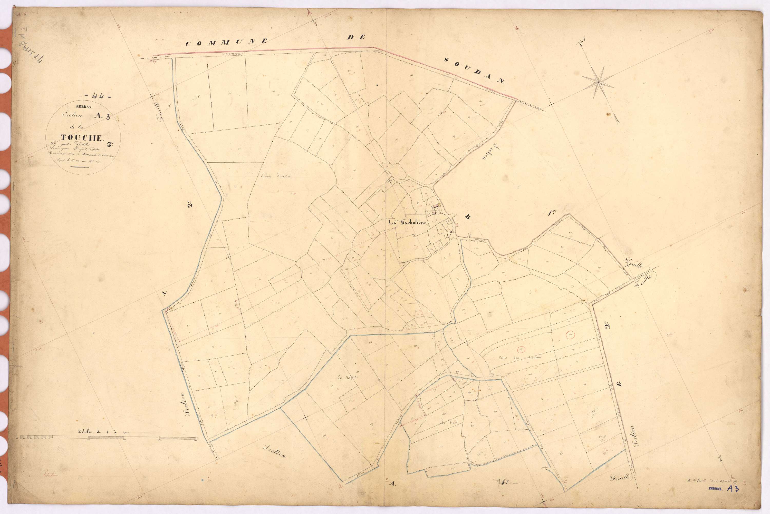 Erbray - Section A3 Touche (section de La) ; 105-257