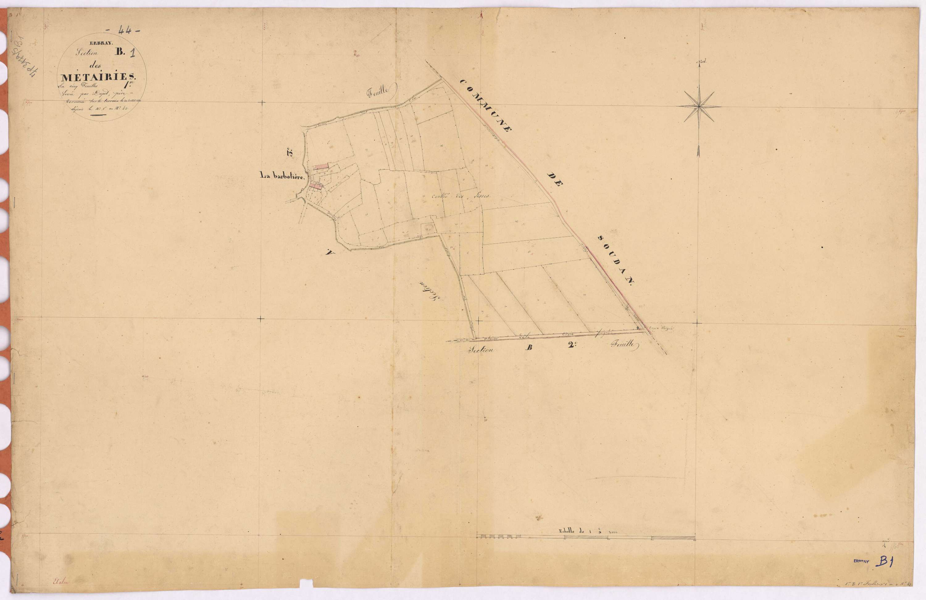Erbray - Section B1 Métairies (section des) ; 1-43