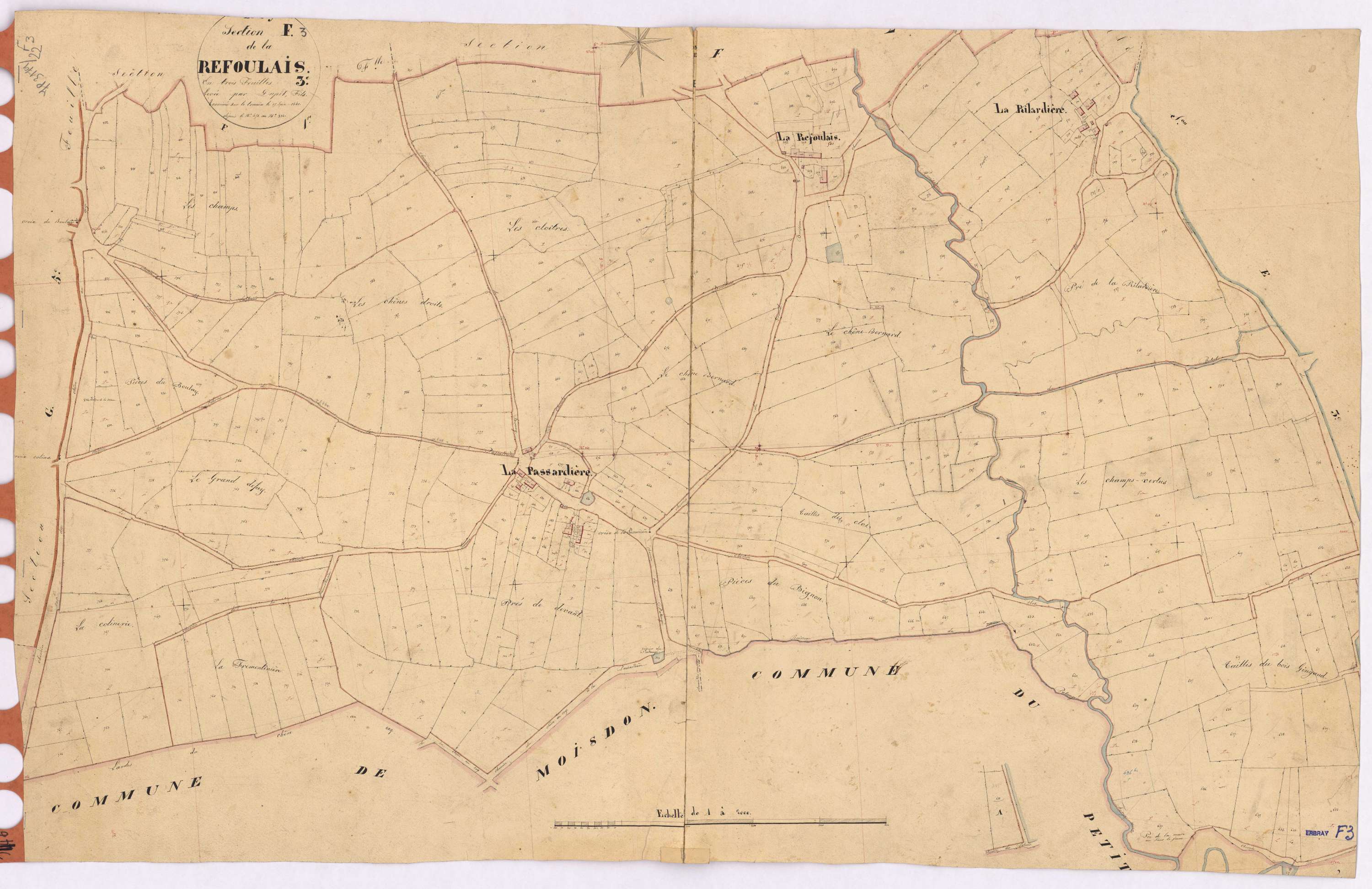 Erbray - Section F3 Refoulais (section de La) ; 451-834
