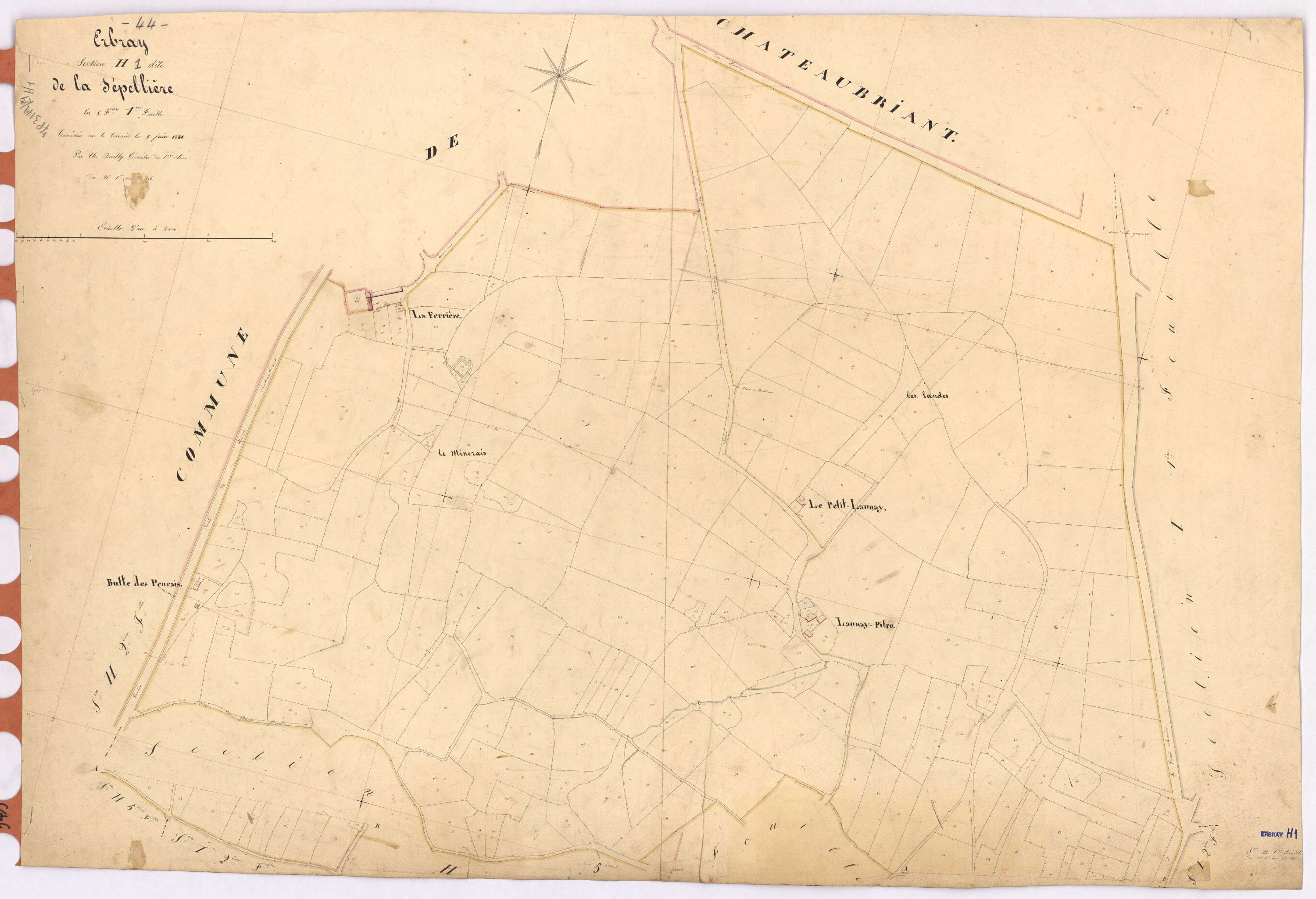 Erbray - Section H1 Sépellière (section de La) ; 1-196