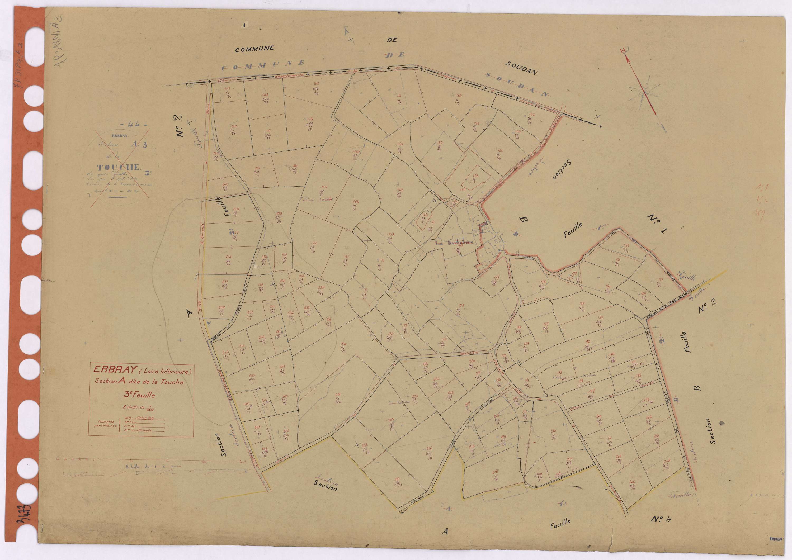 Erbray - Section A3 Touche (section de La) ; 145-264