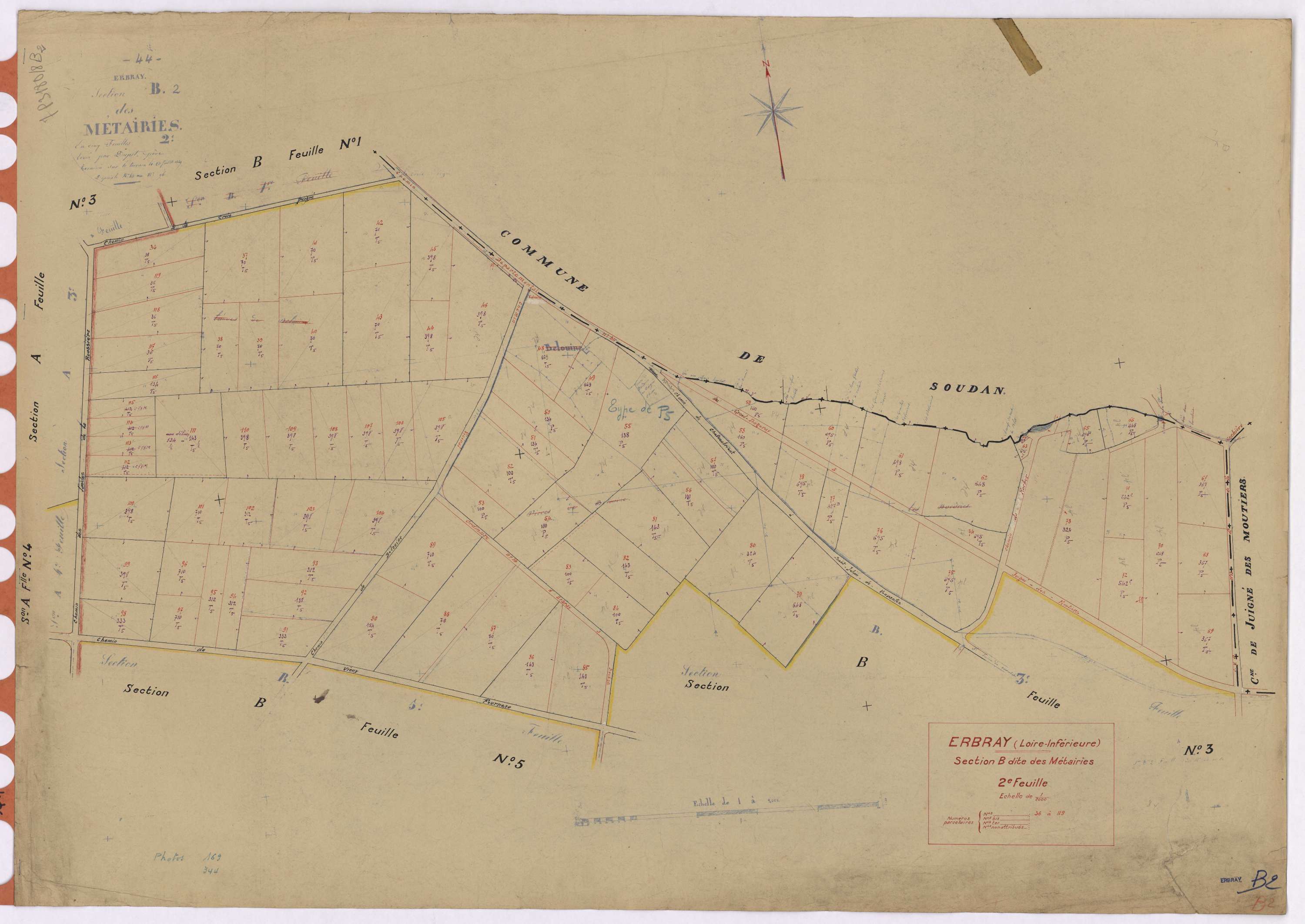 Erbray - Section B2 Métairies (section des) ; 36-119