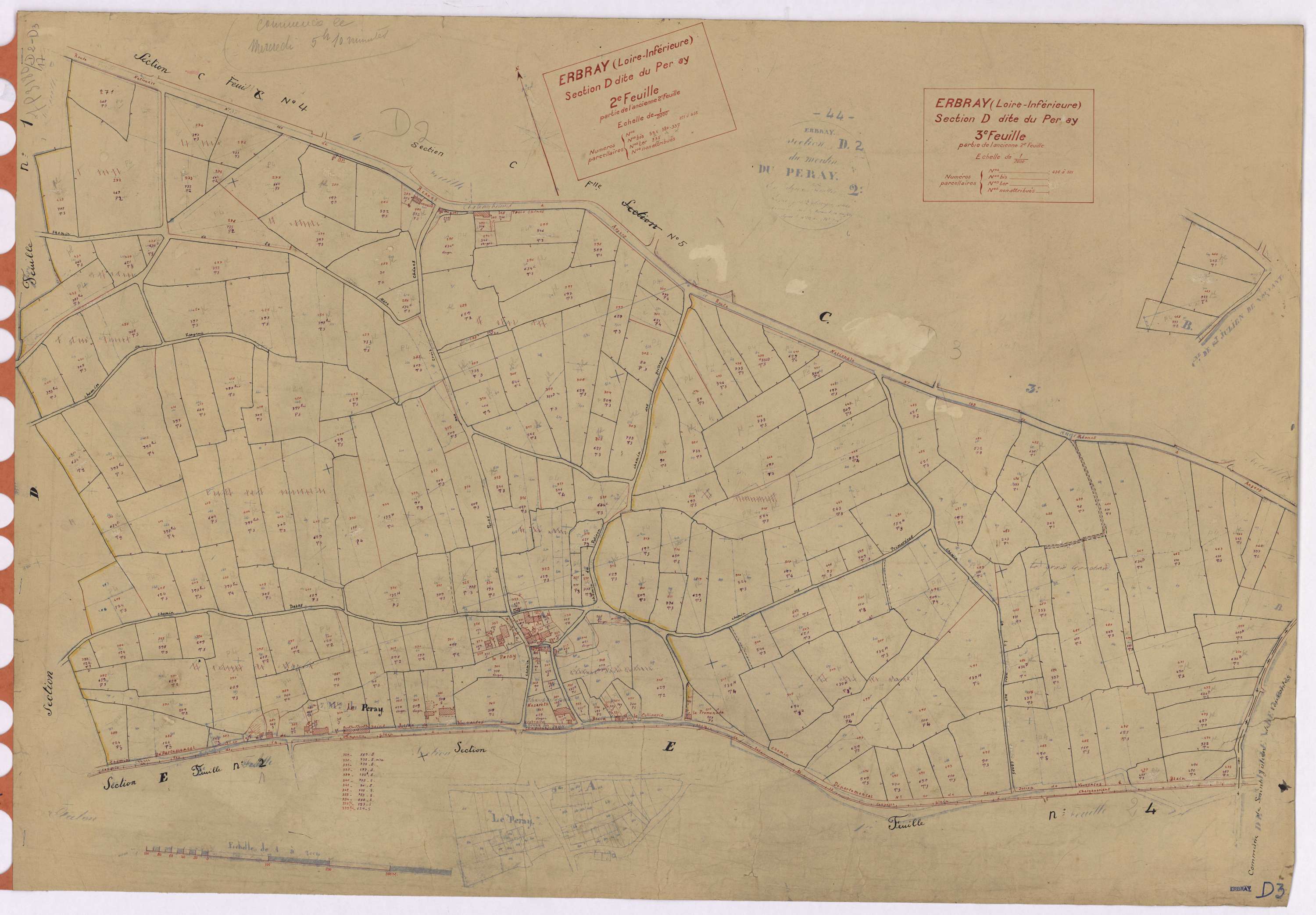 Erbray - Section D2 D3 Perray (section du) ; 271-435 ; 436-521
