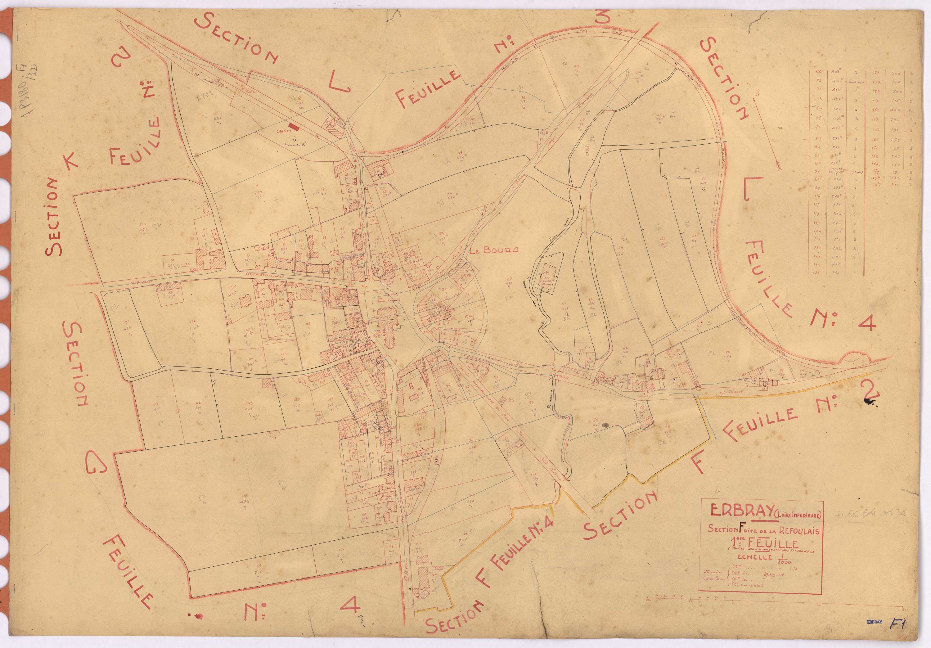 Erbray - Section F1 Refoulais (section de La) ; 1-193