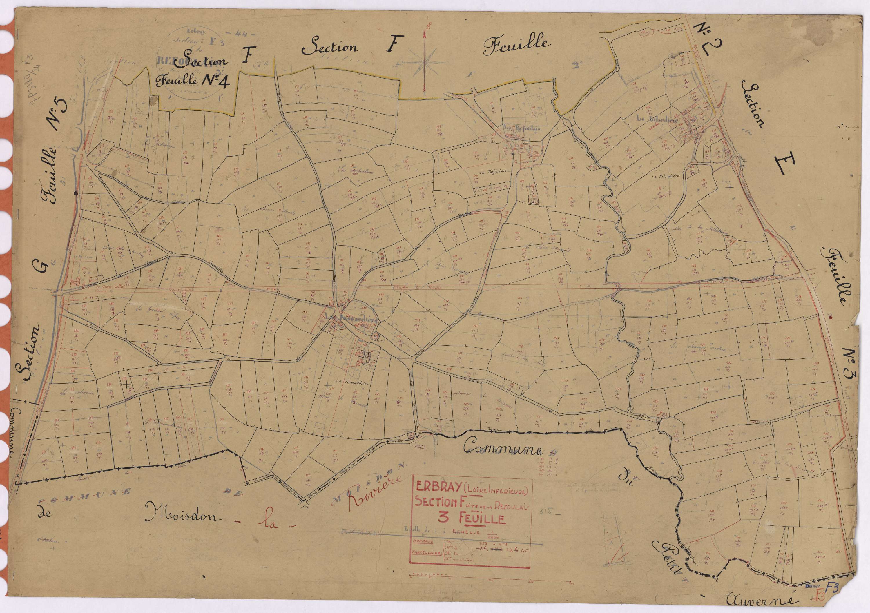 Erbray - Section F3 Refoulais (section de La) ; 358-619