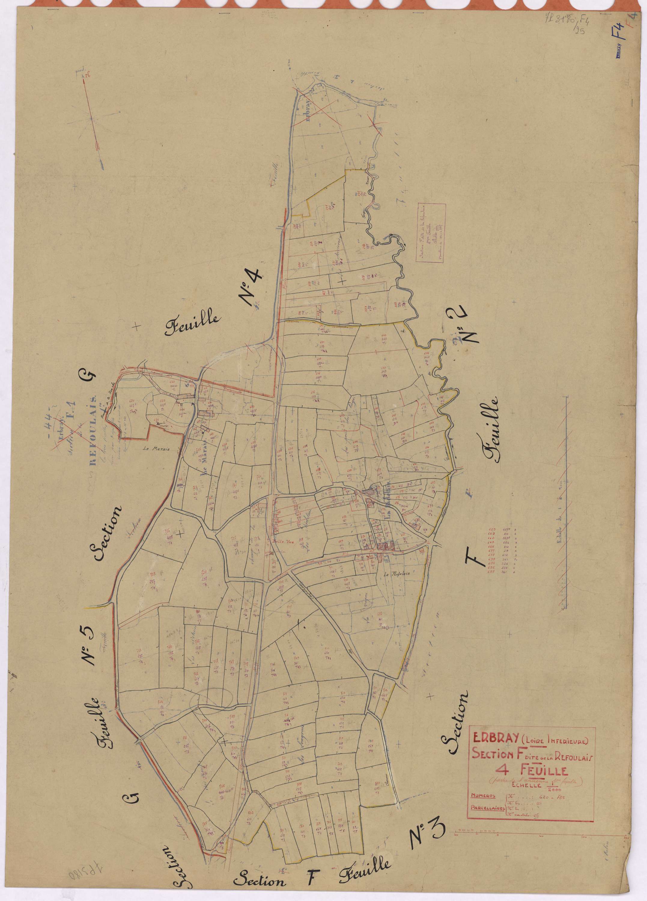 Erbray - Section F4 Refoulais (section de La) ; 620-765