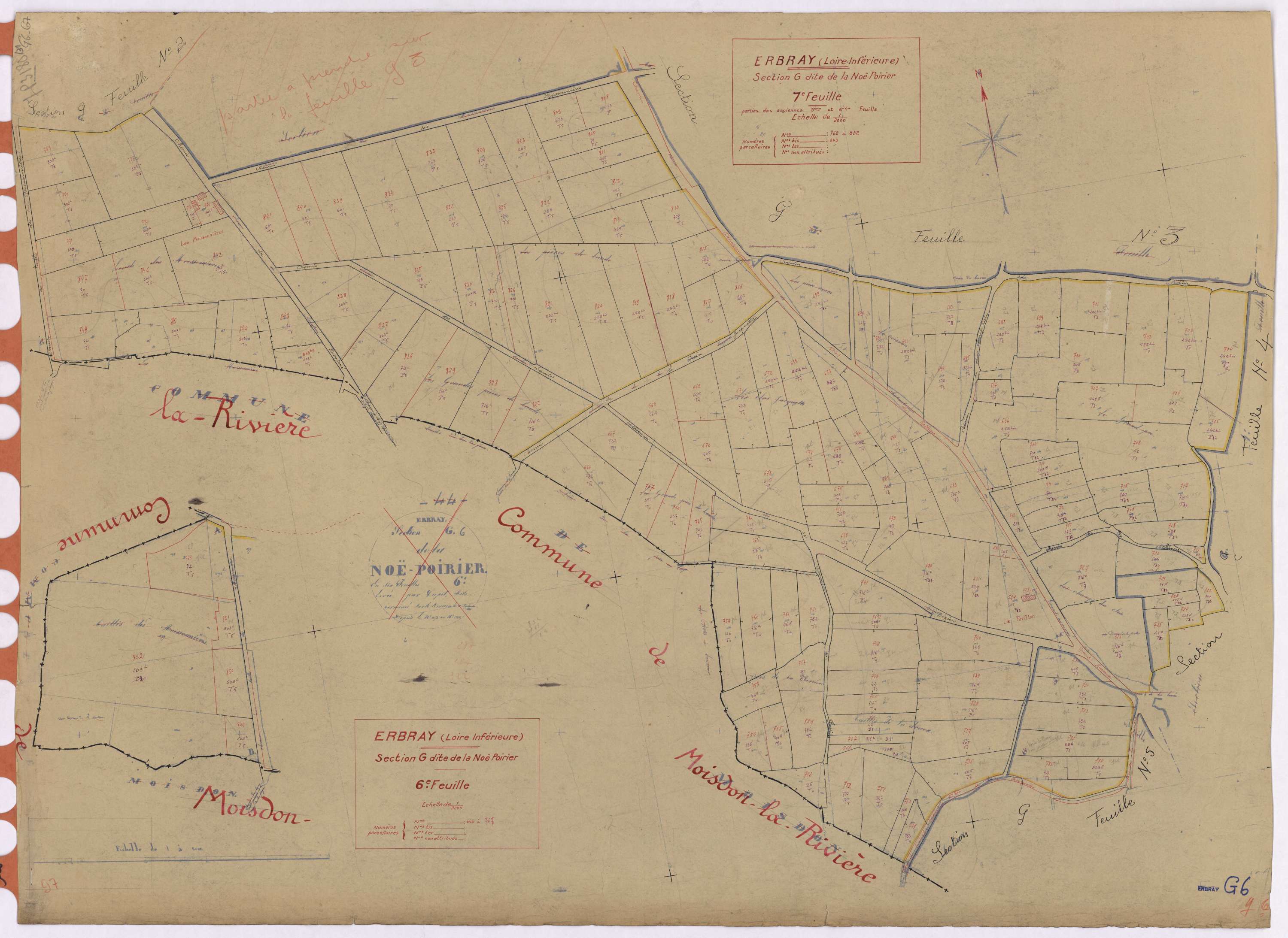 Erbray - Section G6 G7 Noë Poirier (section de La) ; 666-767 ; 768-852
