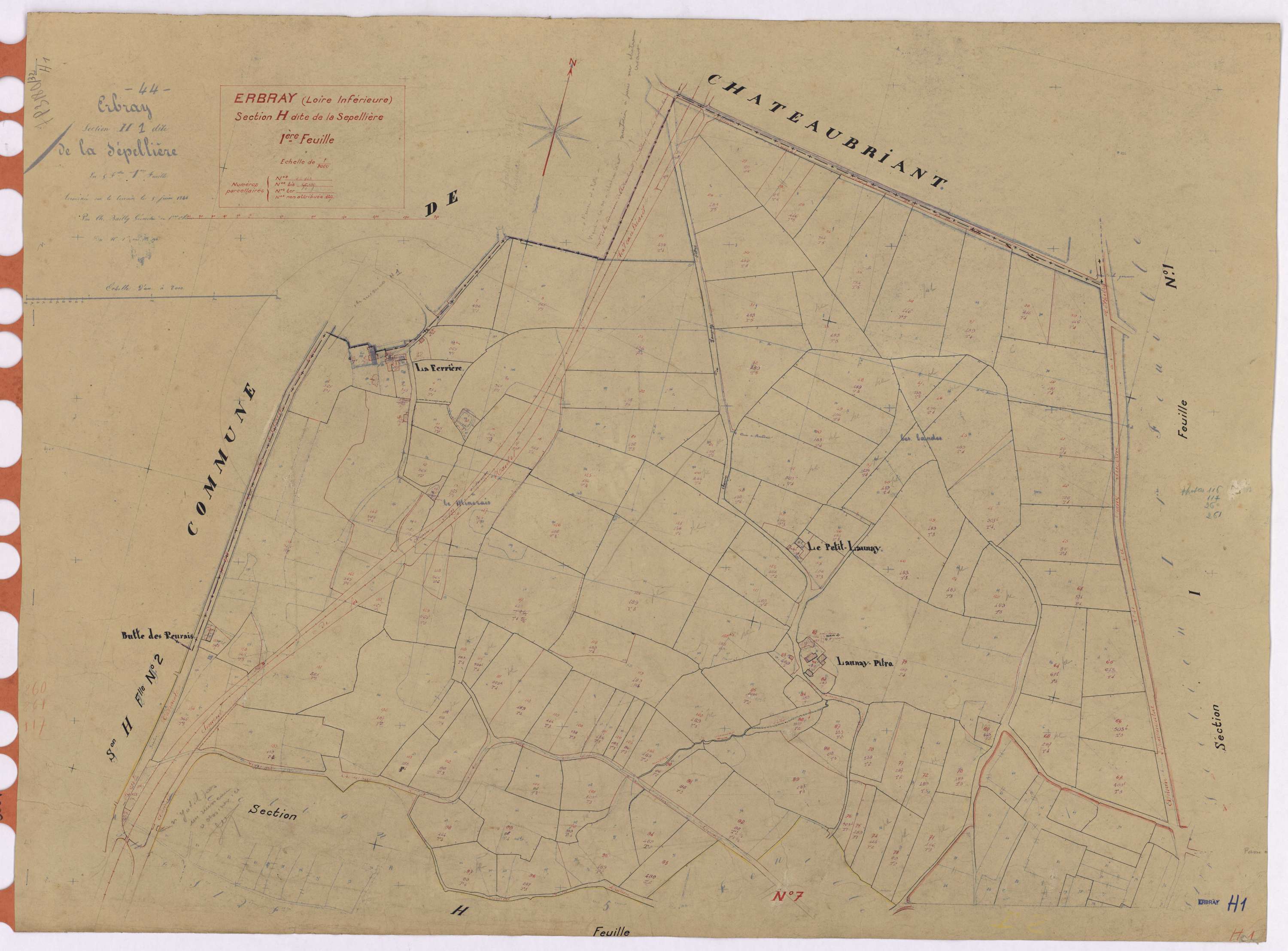 Erbray - Section H1 Sepellière (section de La) ; 1-143