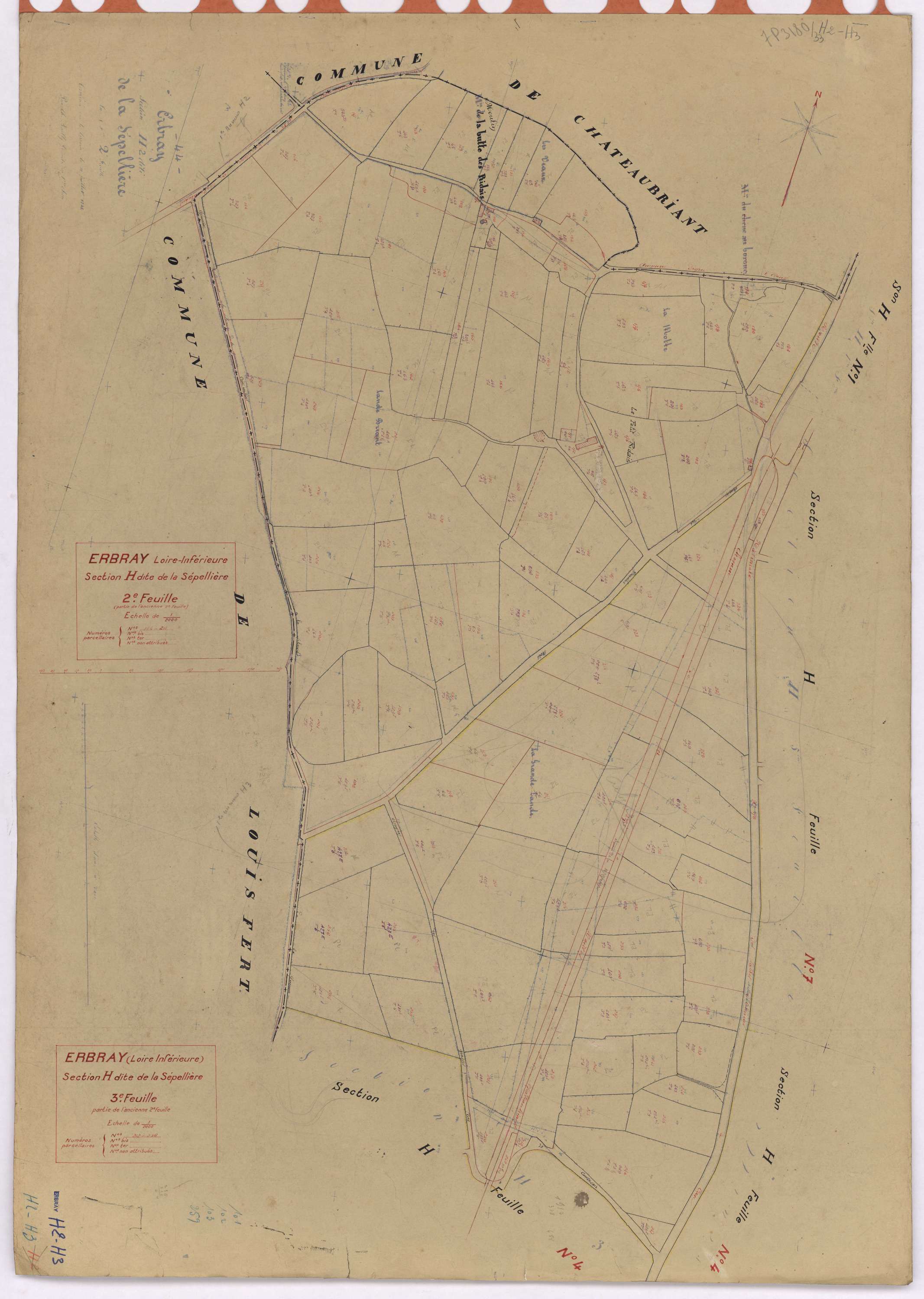 Erbray - Section H2 H3 Sepellière (section de La) ; 144-211 ; 212-256