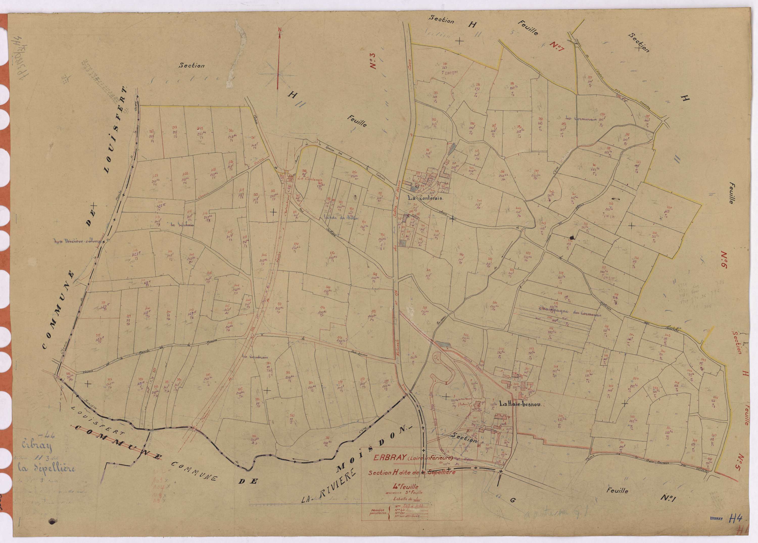 Erbray - Section H4 Sepellière (section de La) ; 257-423