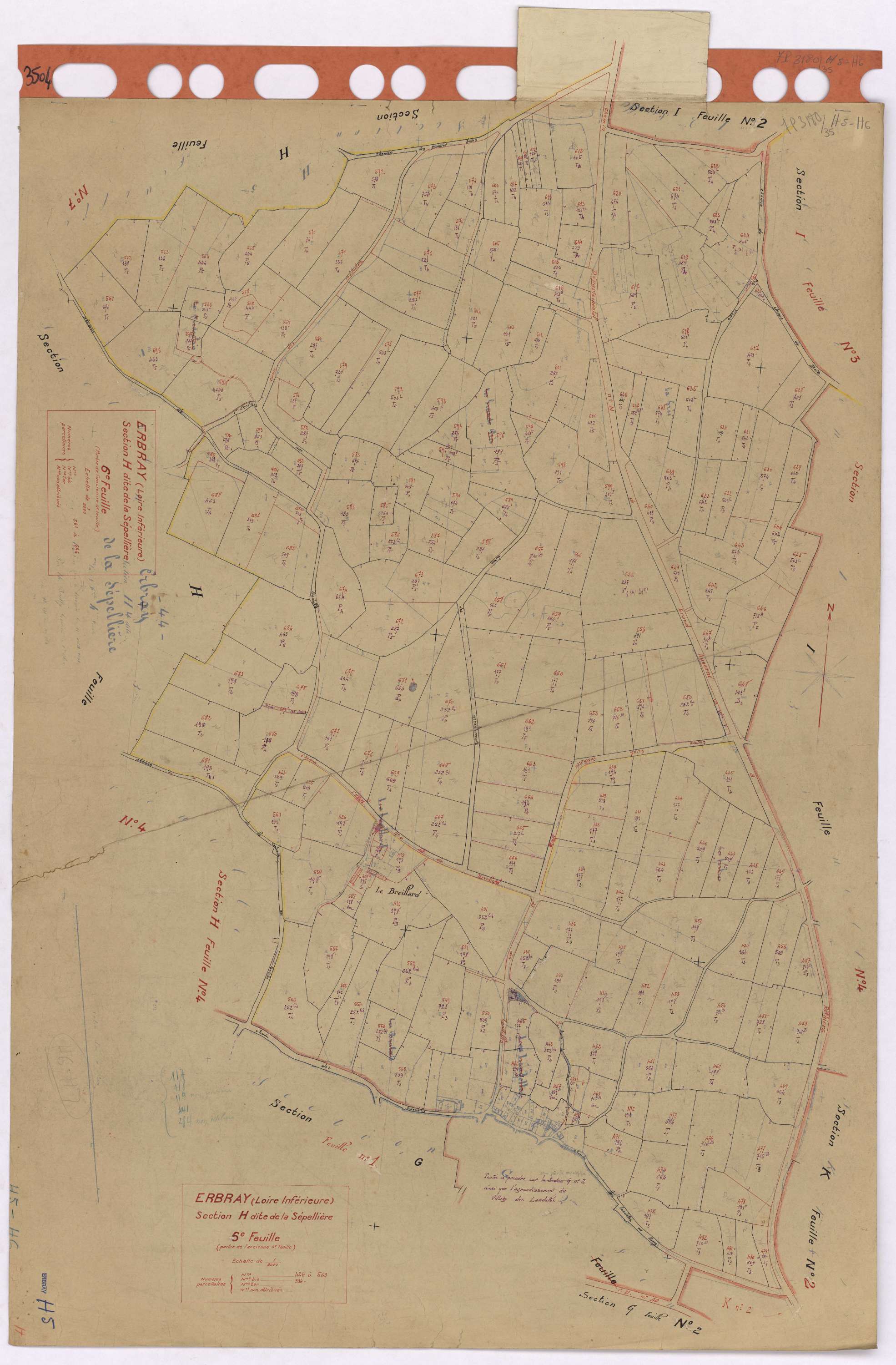 Erbray - Section H5 H6 Sepellière (section de La) ; 424-560 ; 561-696