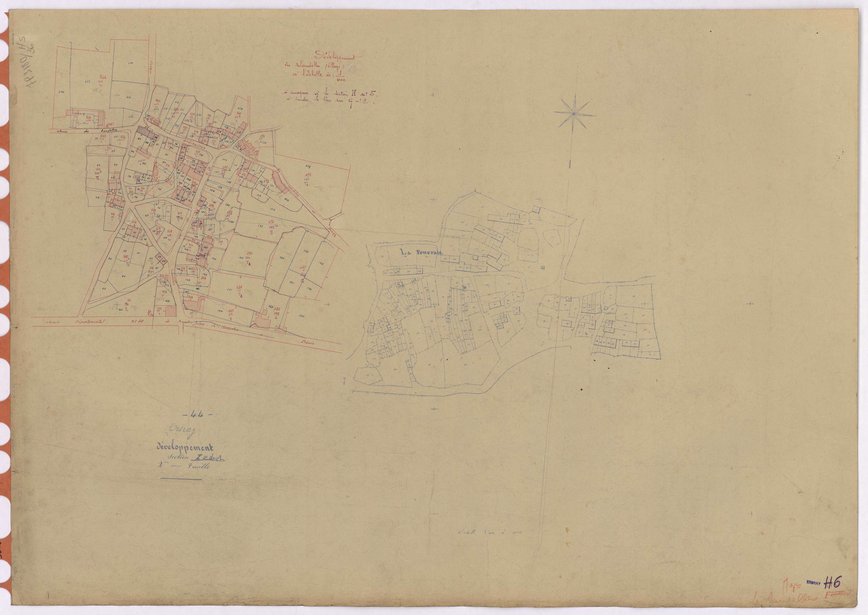 Erbray - Section H5 Sepellière (section de La) ; 424-560 ; développement du village des Landelles