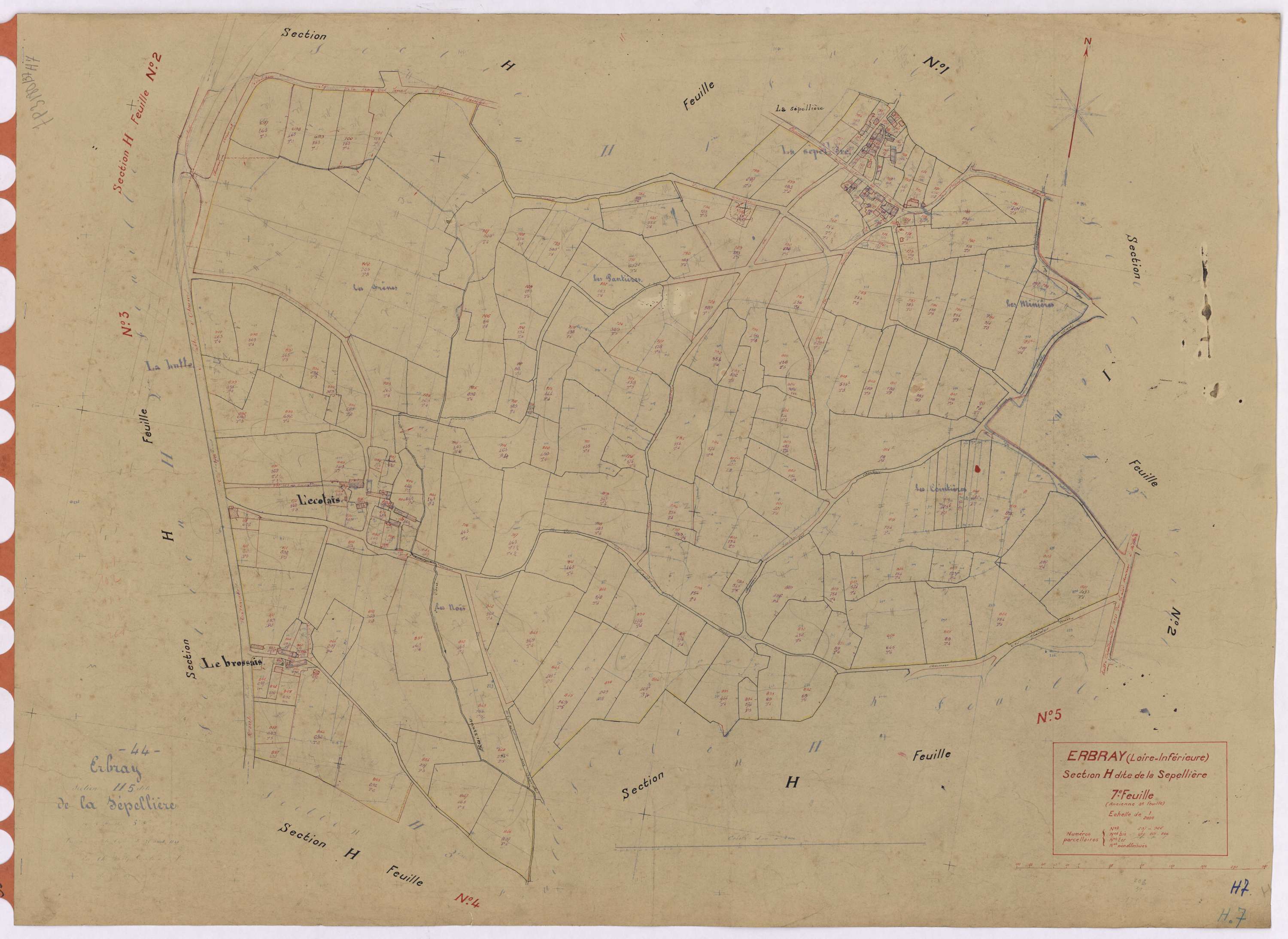 Erbray - Section H7 Sepellière (section de La) ; 697-900