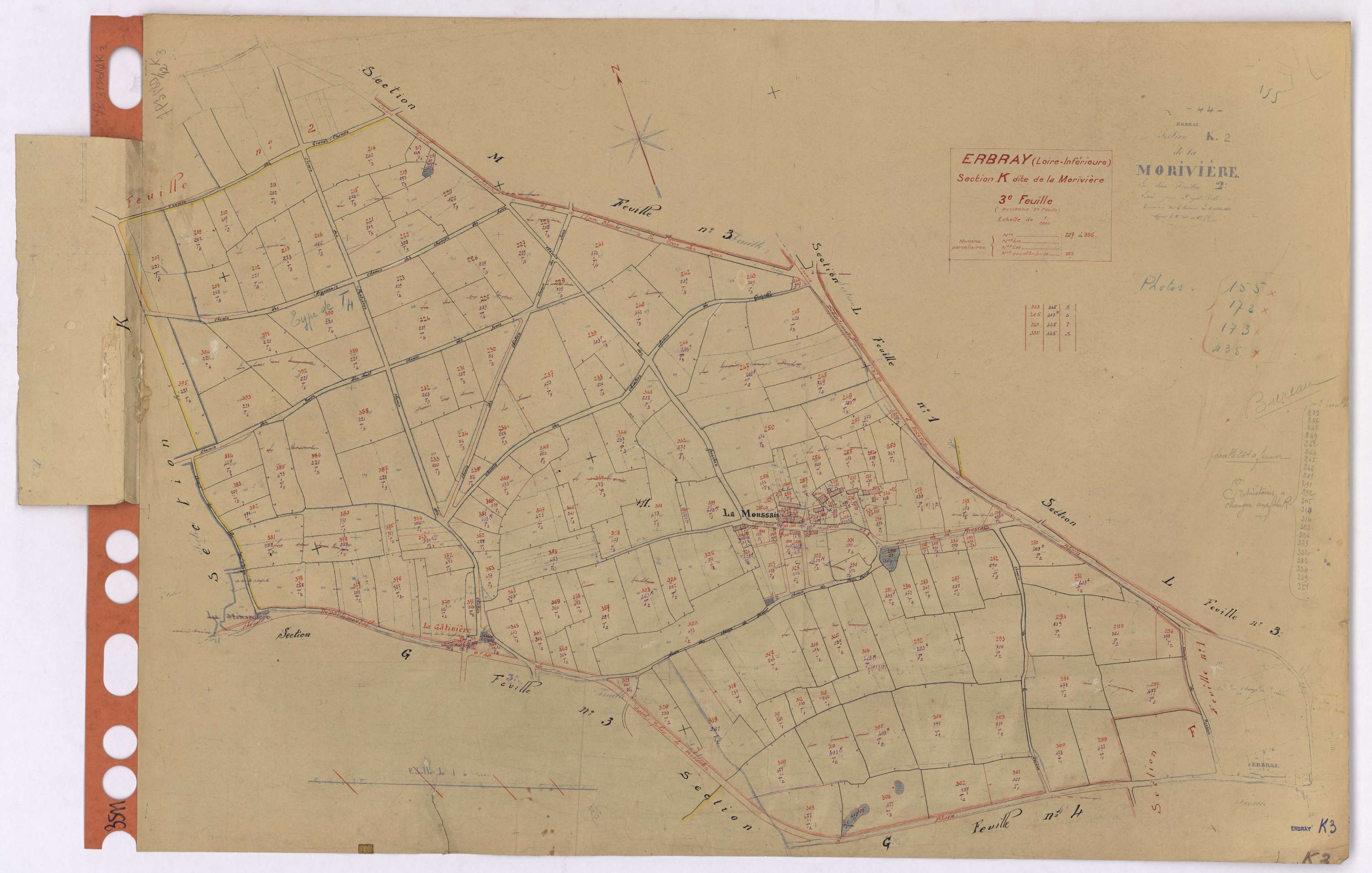 Erbray - Section K3 Morivière (section de La) ; 207-395