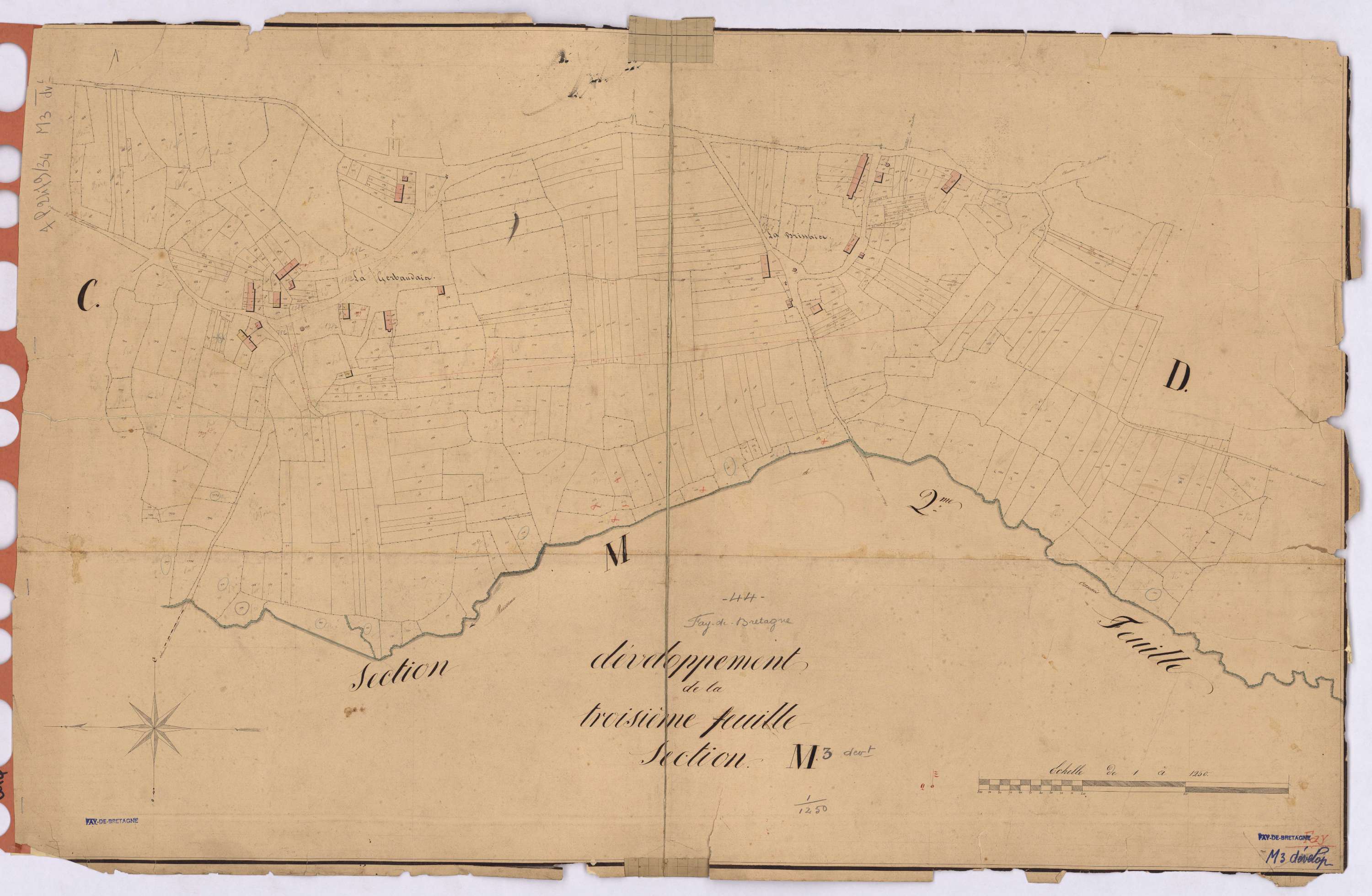 Fay-de-Bretagne - Section M3 (développement) Gerbaudais (section de La) ; 1287-2580 ; développement des villages de La Gerbaudais et de La Brissais