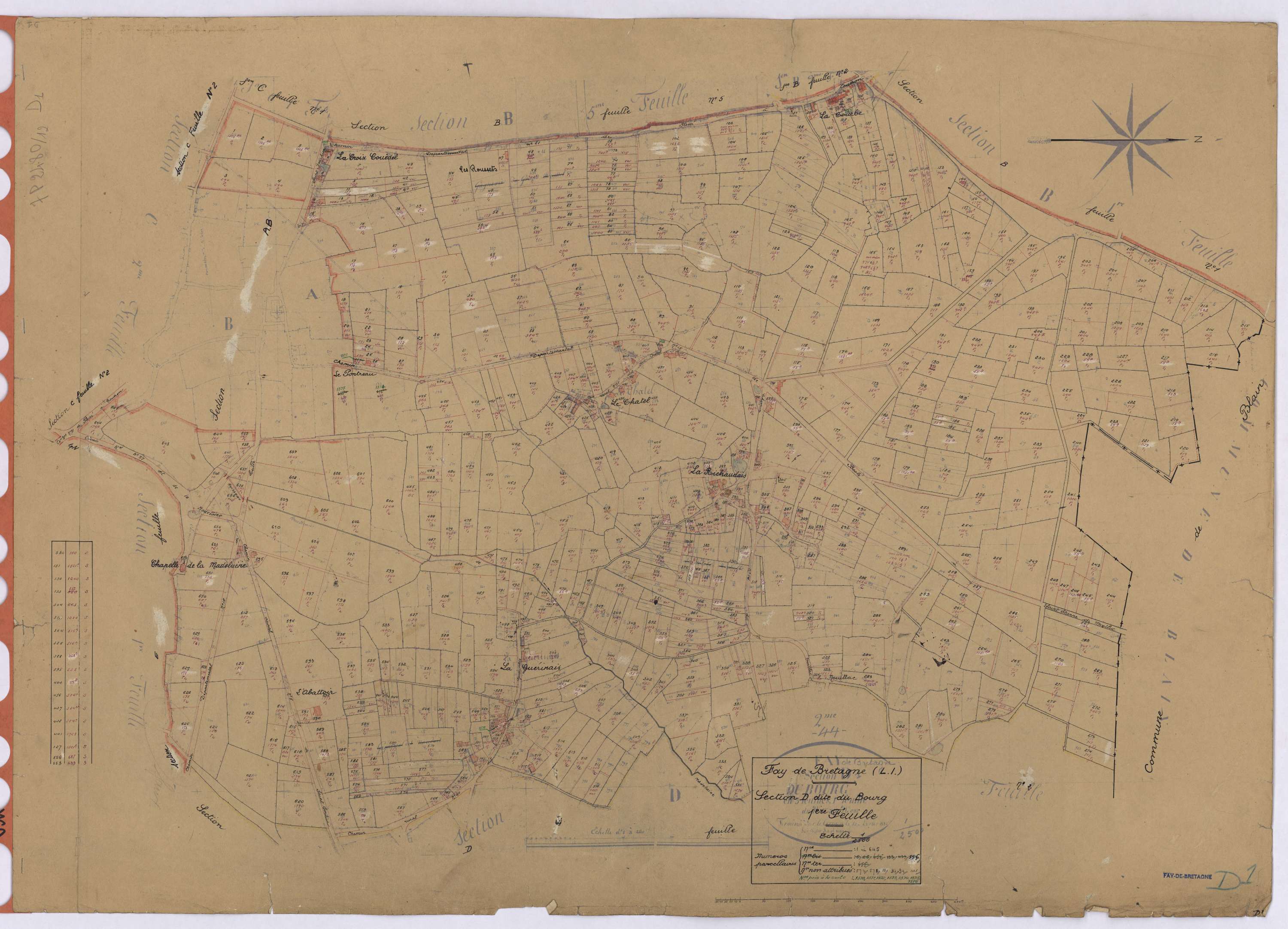 Fay-de-Bretagne - Section D1 Bourg (section du) ; 1-645