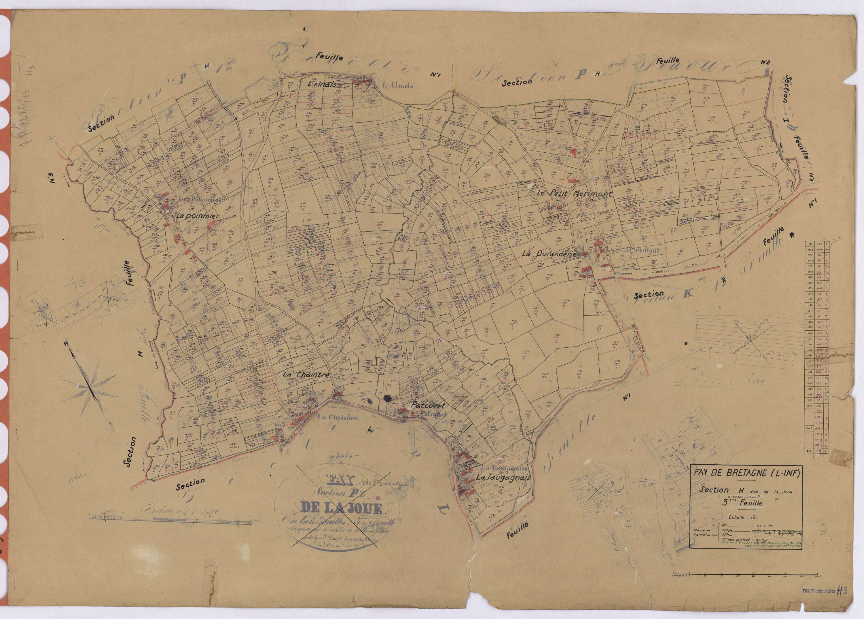 Fay-de-Bretagne - Section H3 Joue (section de La) ; 965-1706