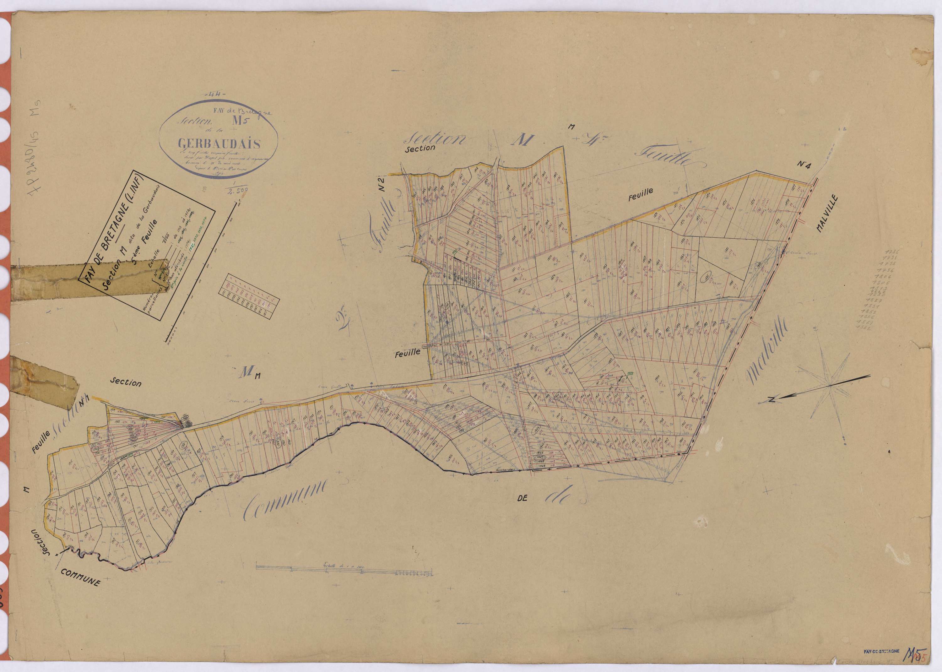Fay-de-Bretagne - Section M5 Gerbaudais (section de La) ; 1703-1958