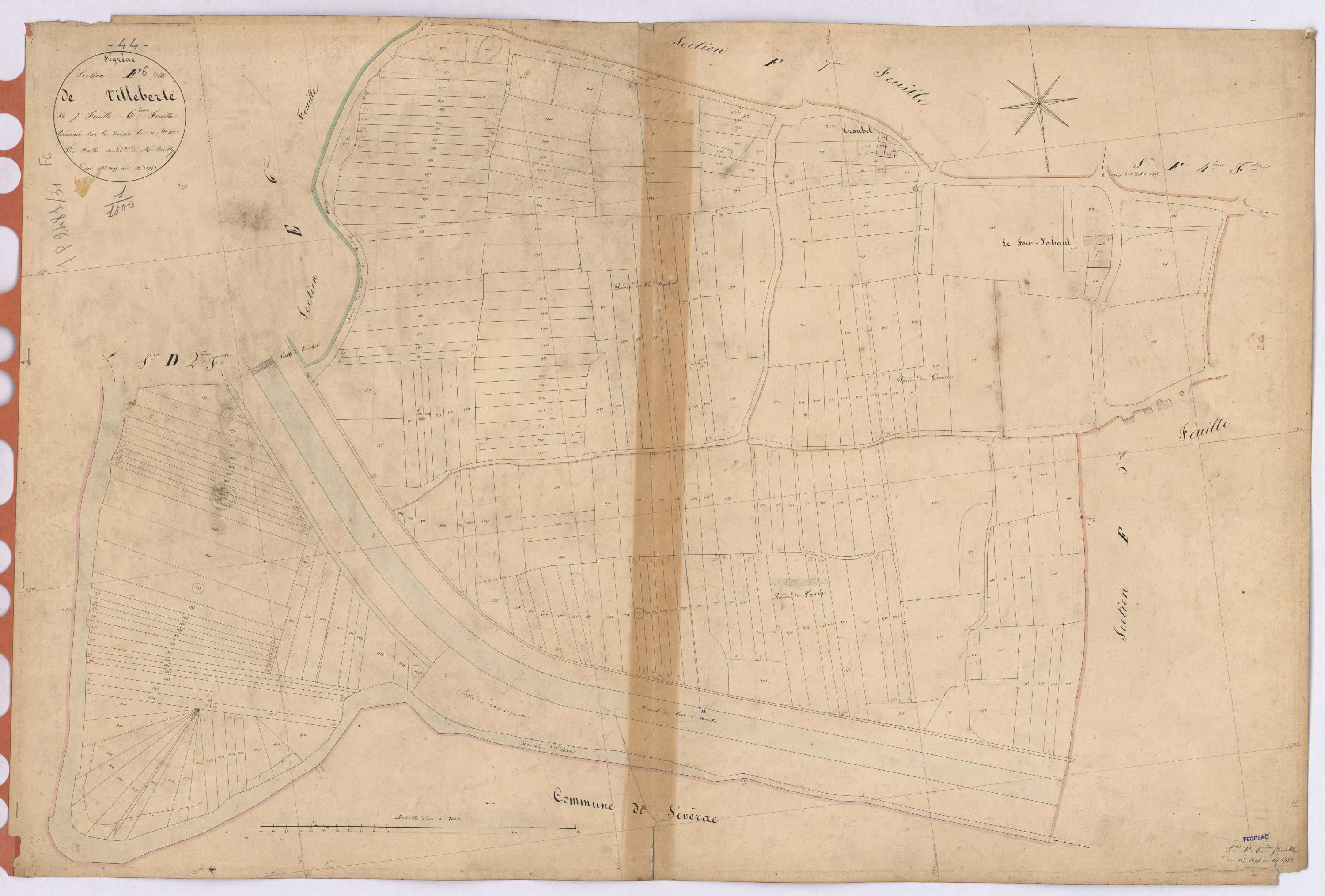Fégréac - Section F6 Villeberte (section de) ; 1695-1953