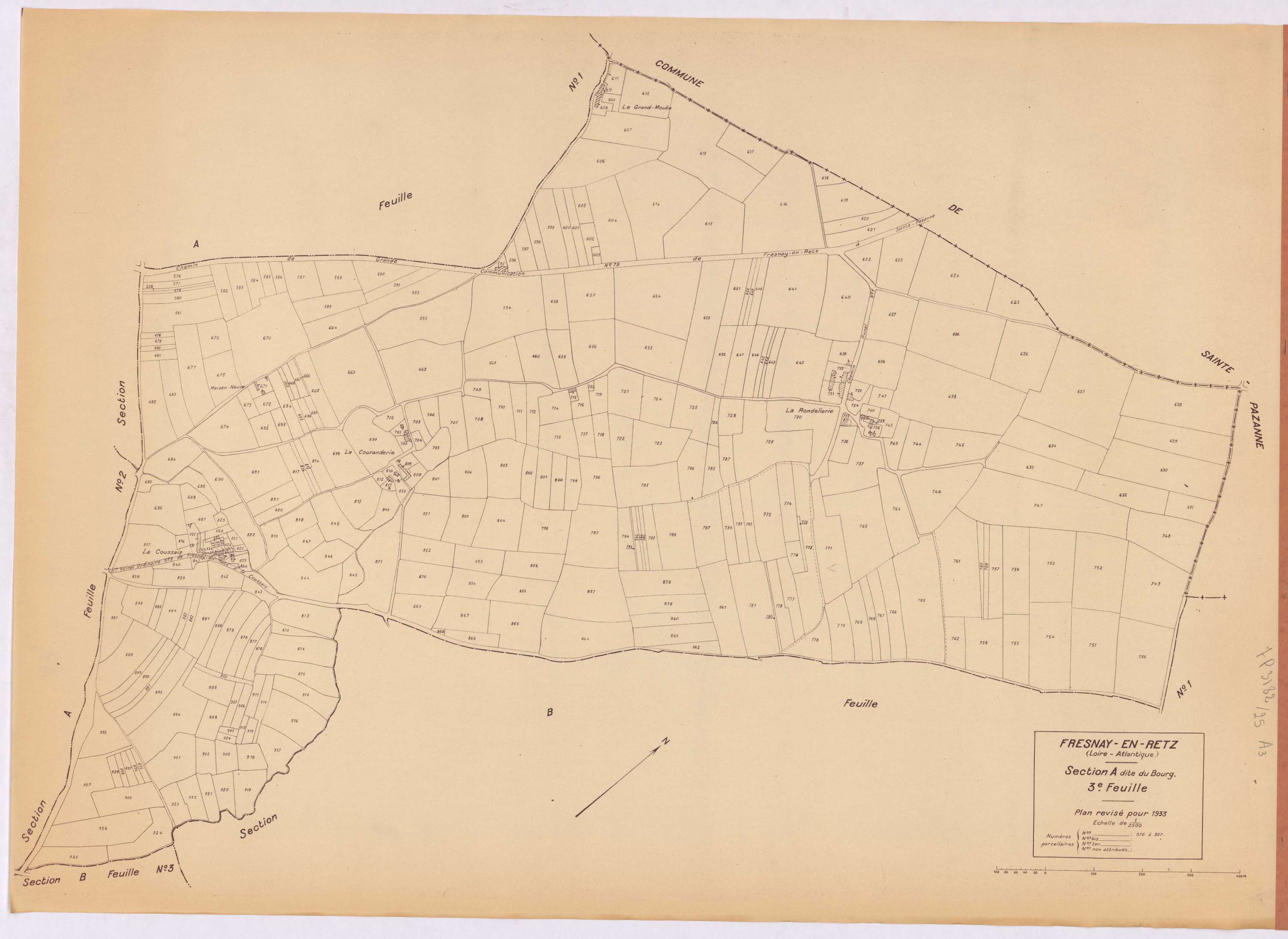 Fresnay-en-Retz - Section A3 Bourg (section du) ; 576-927