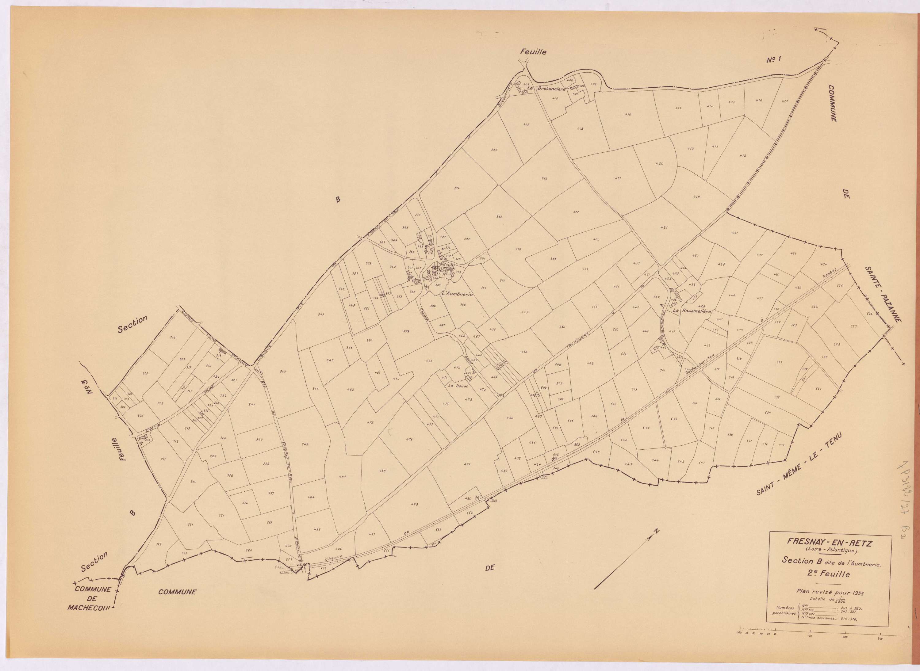 Fresnay-en-Retz - Section B2 Aumônerie (section de l') ; 301-560