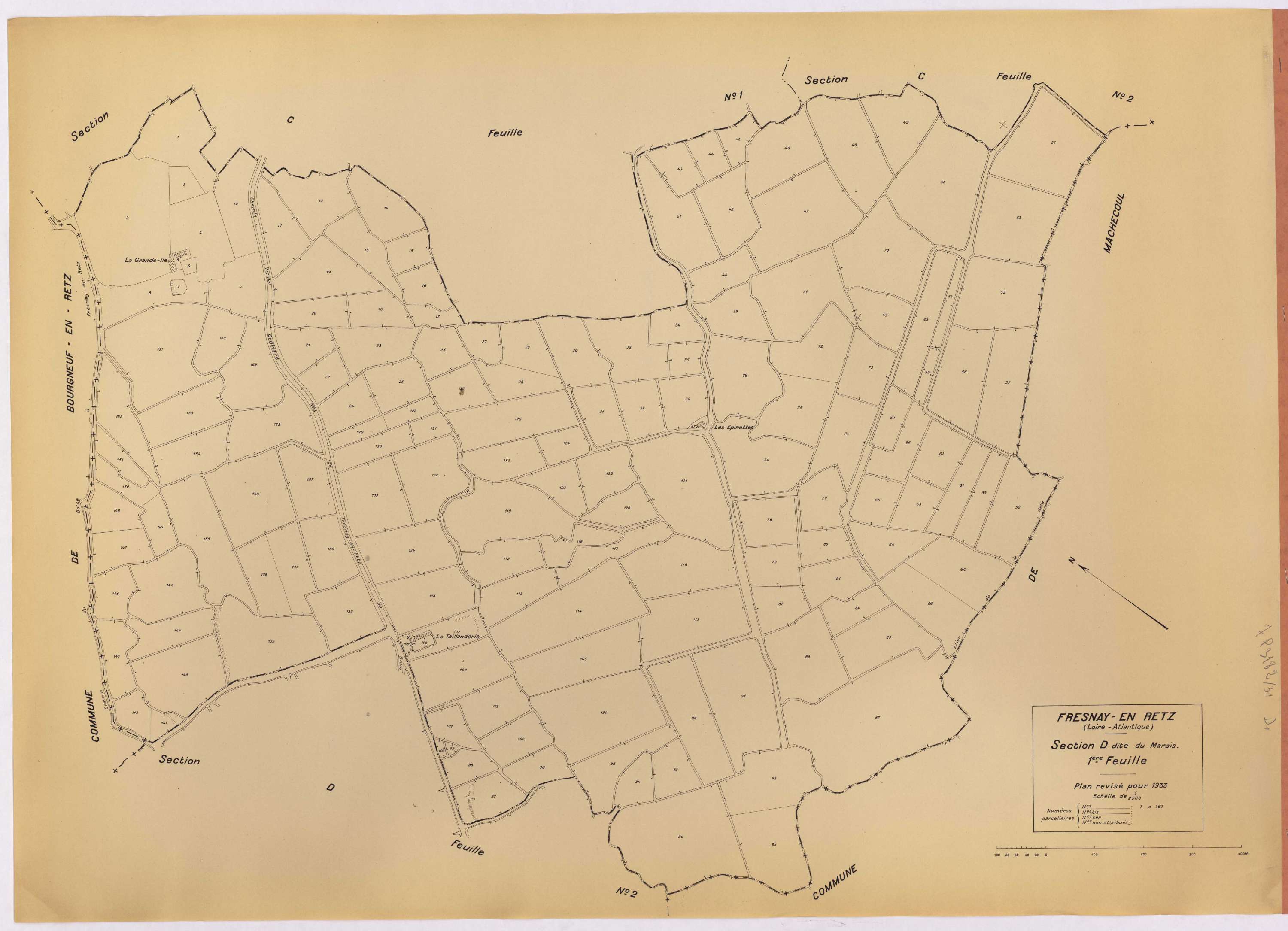 Fresnay-en-Retz - Section D1 Marais (section du) ; 1-161