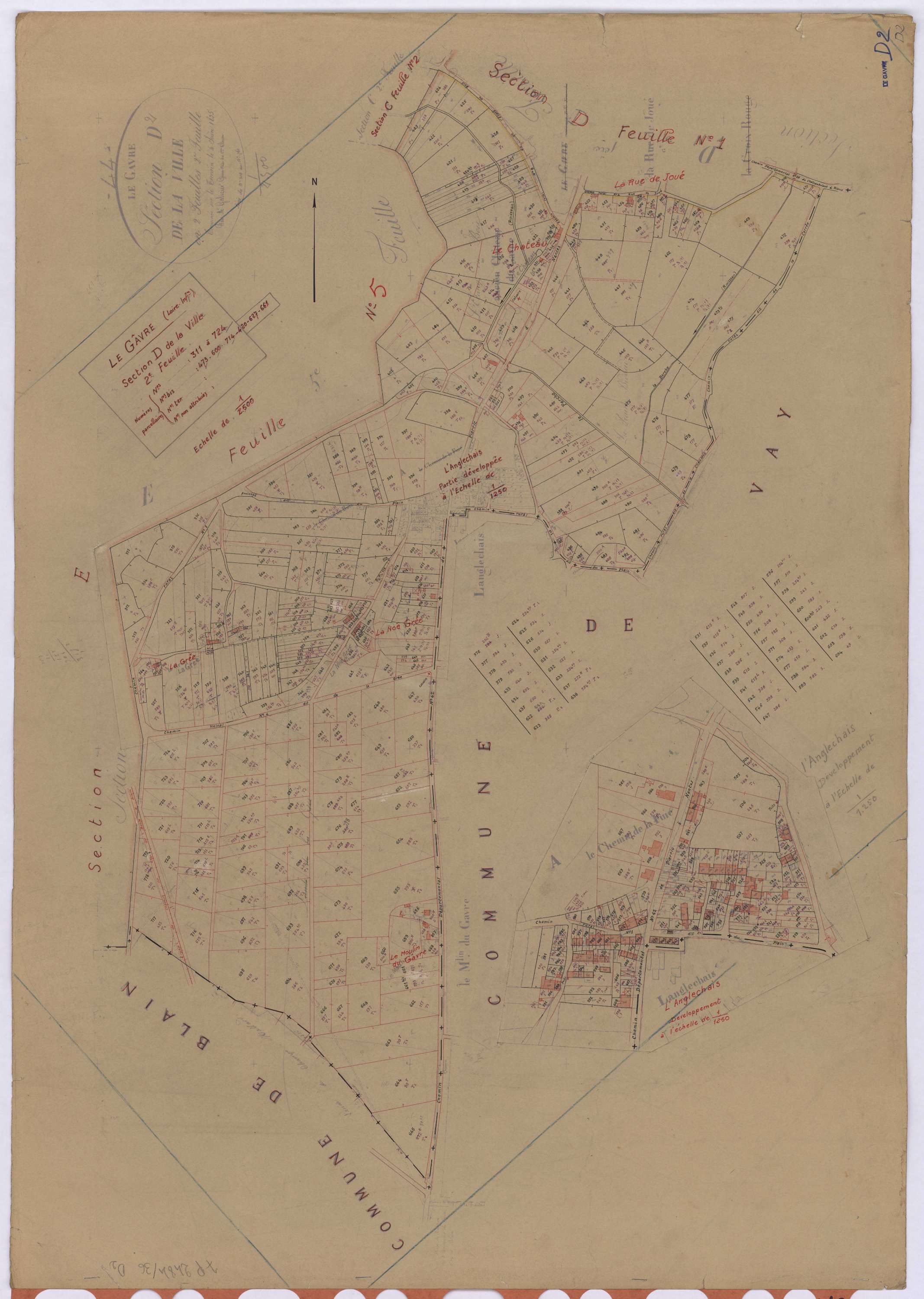 Le Gâvre - Section D2 Ville (section de La) ; 311-724