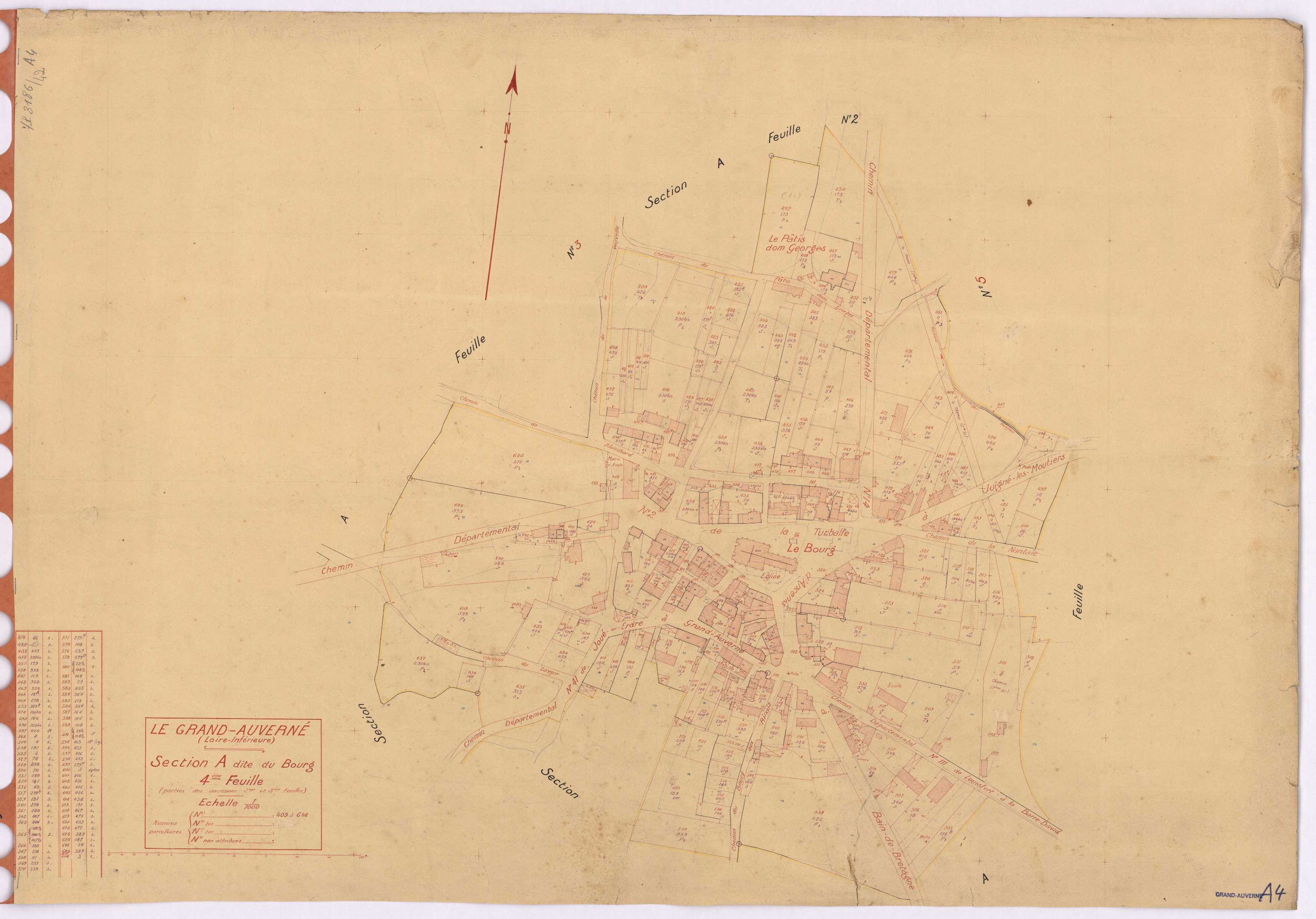 Grand-Auverné - Section A4 Bourg (section du) ; 409-648