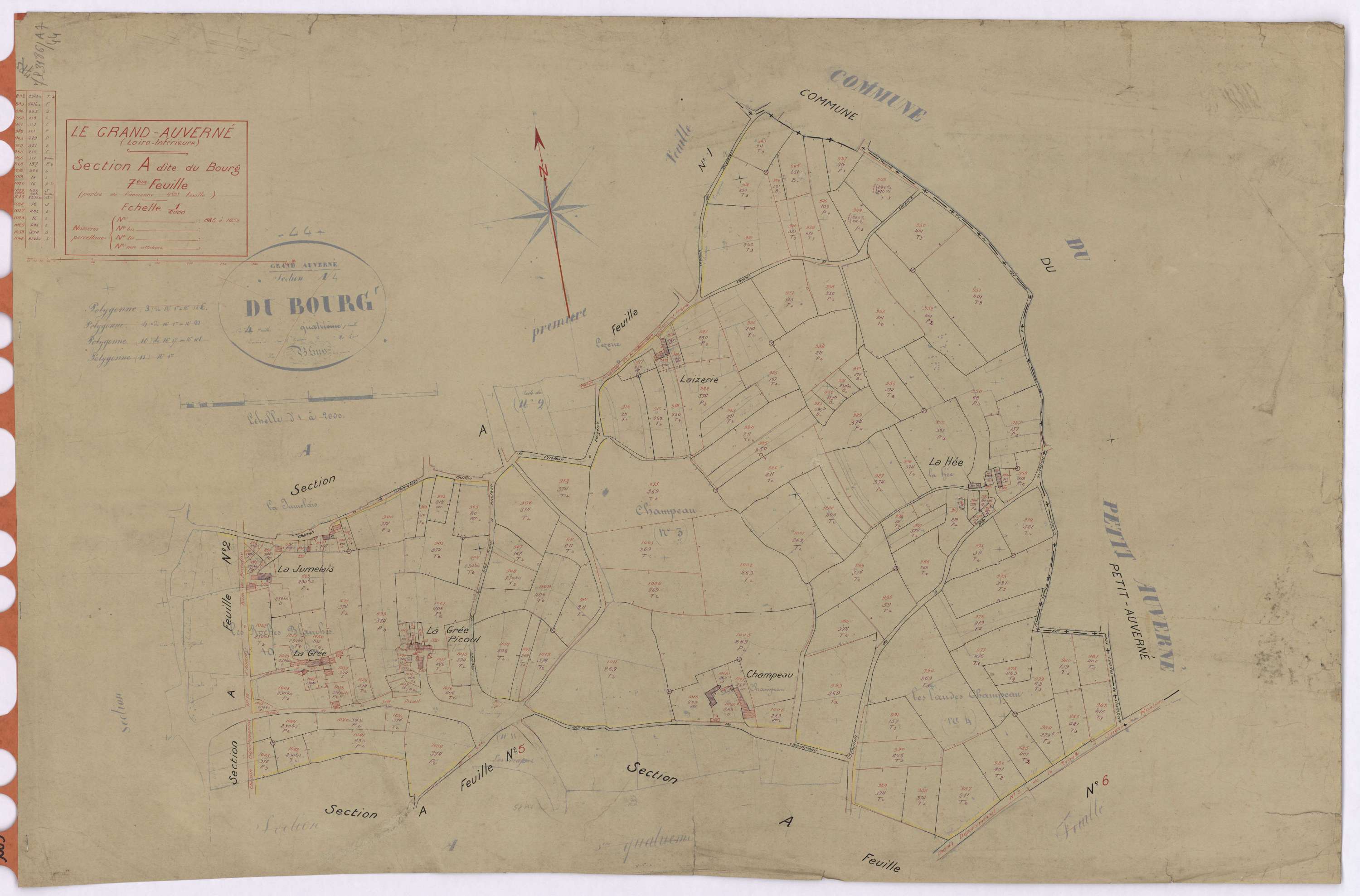 Grand-Auverné - Section A7 Bourg (section du) ; 885-1052