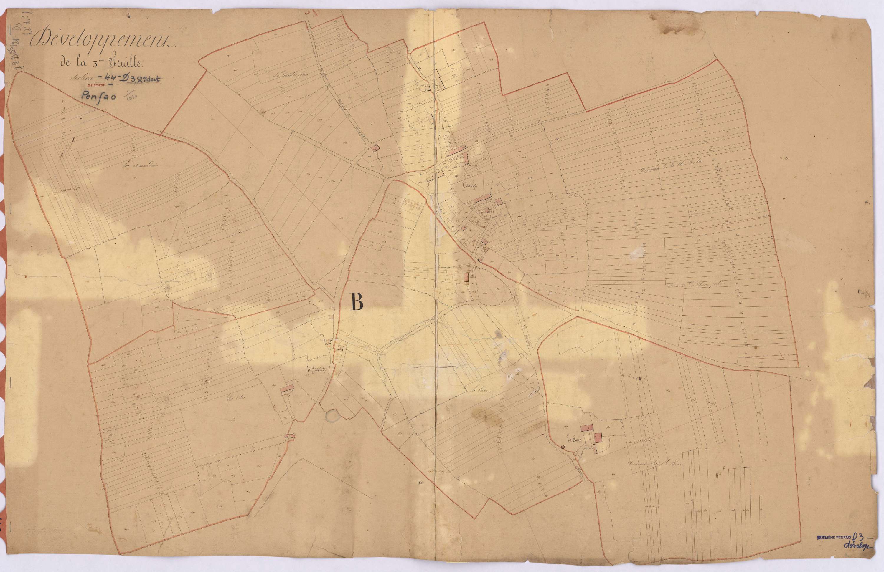 Guémené-Penfao - Section D3 (développement) Castres (section de) ; 777-1660 ; développement de la partie B