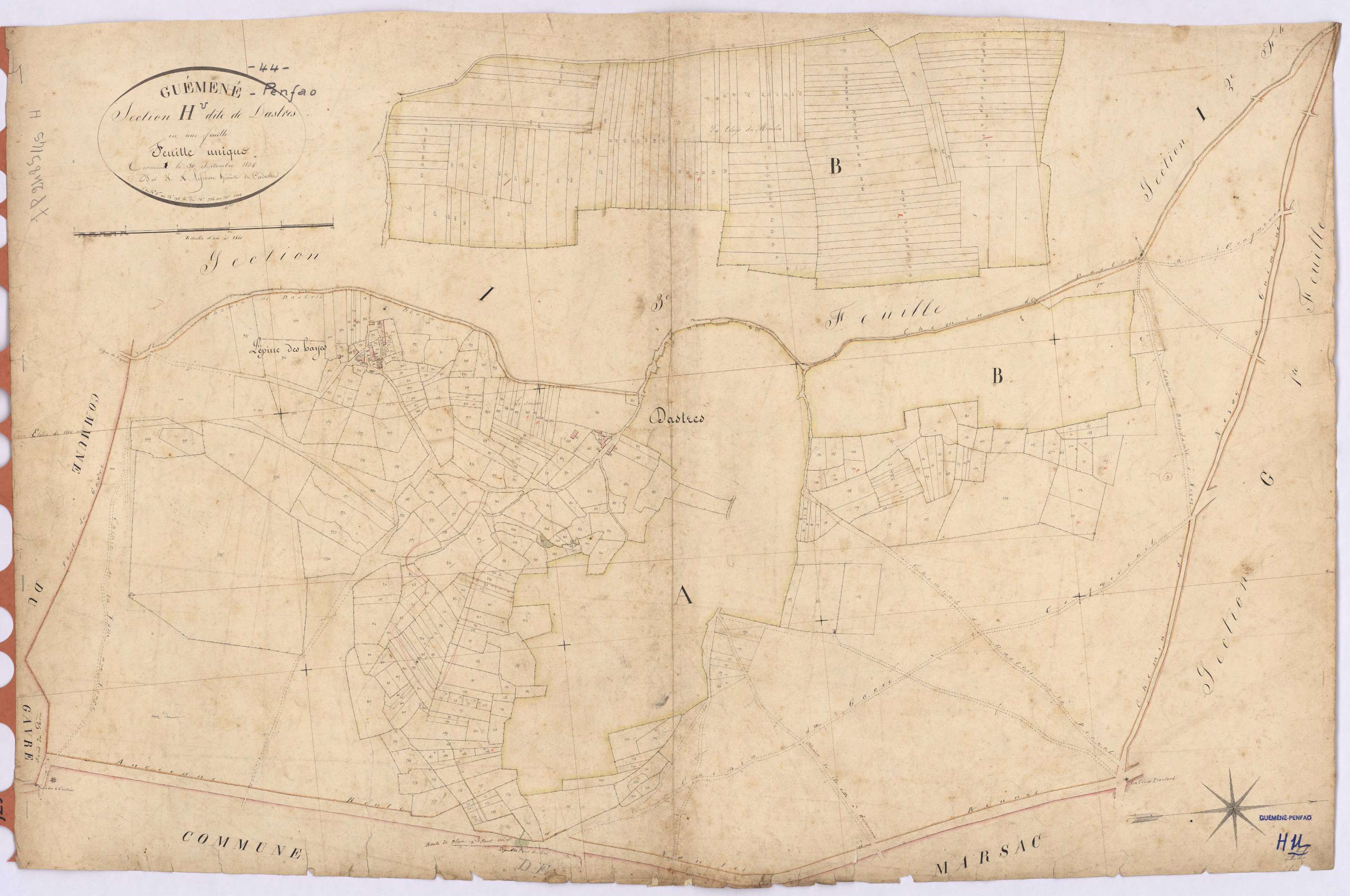 Guémené-Penfao - Section H Dastres (section de) ; 1-193 ; 736-1002
