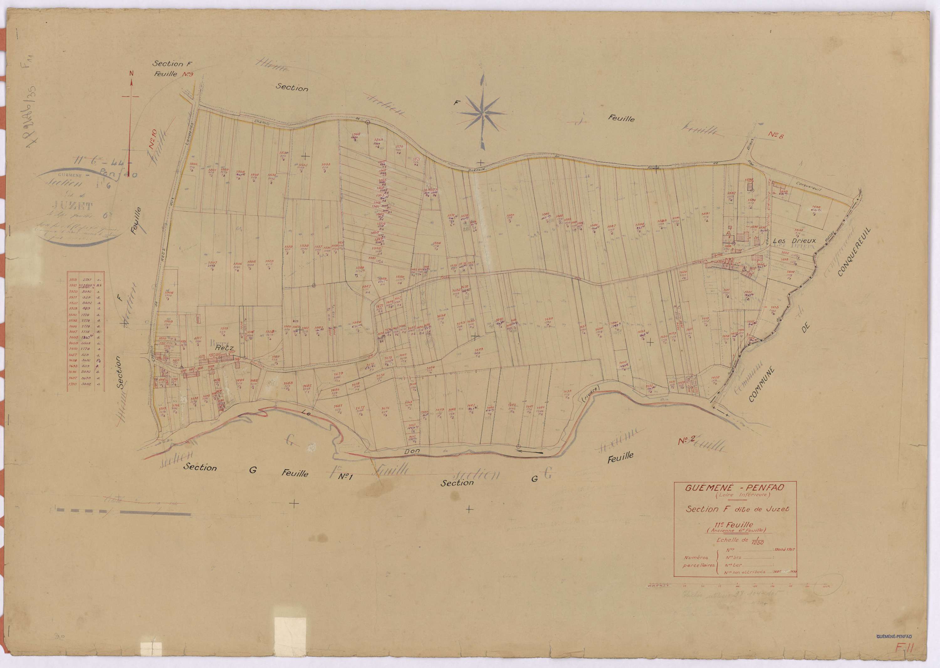 Guémené-Penfao - Section F11 Juzet (section de) ; 1500-1707