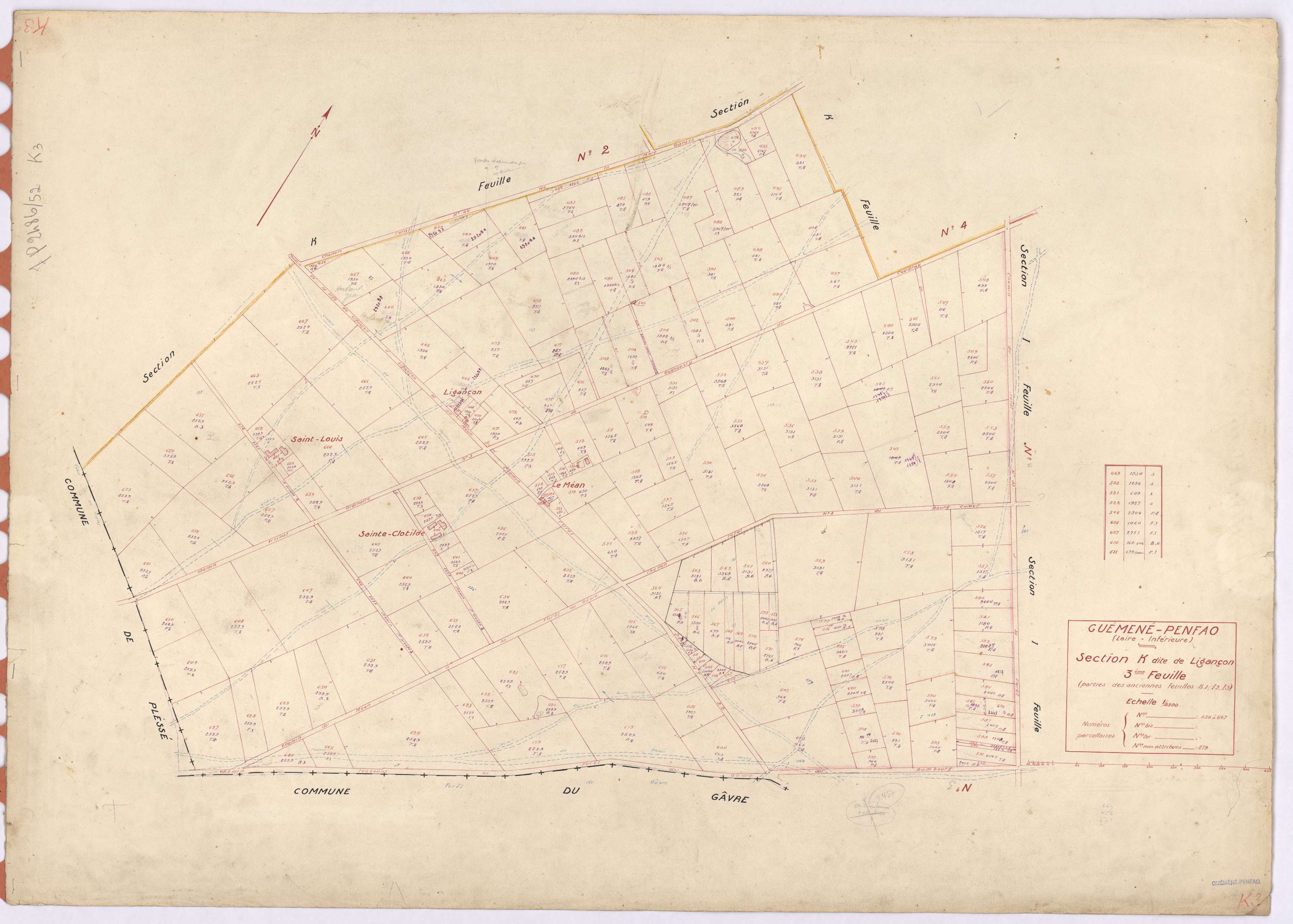 Guémené-Penfao - Section K3 Ligançon (section de) ; 456-667