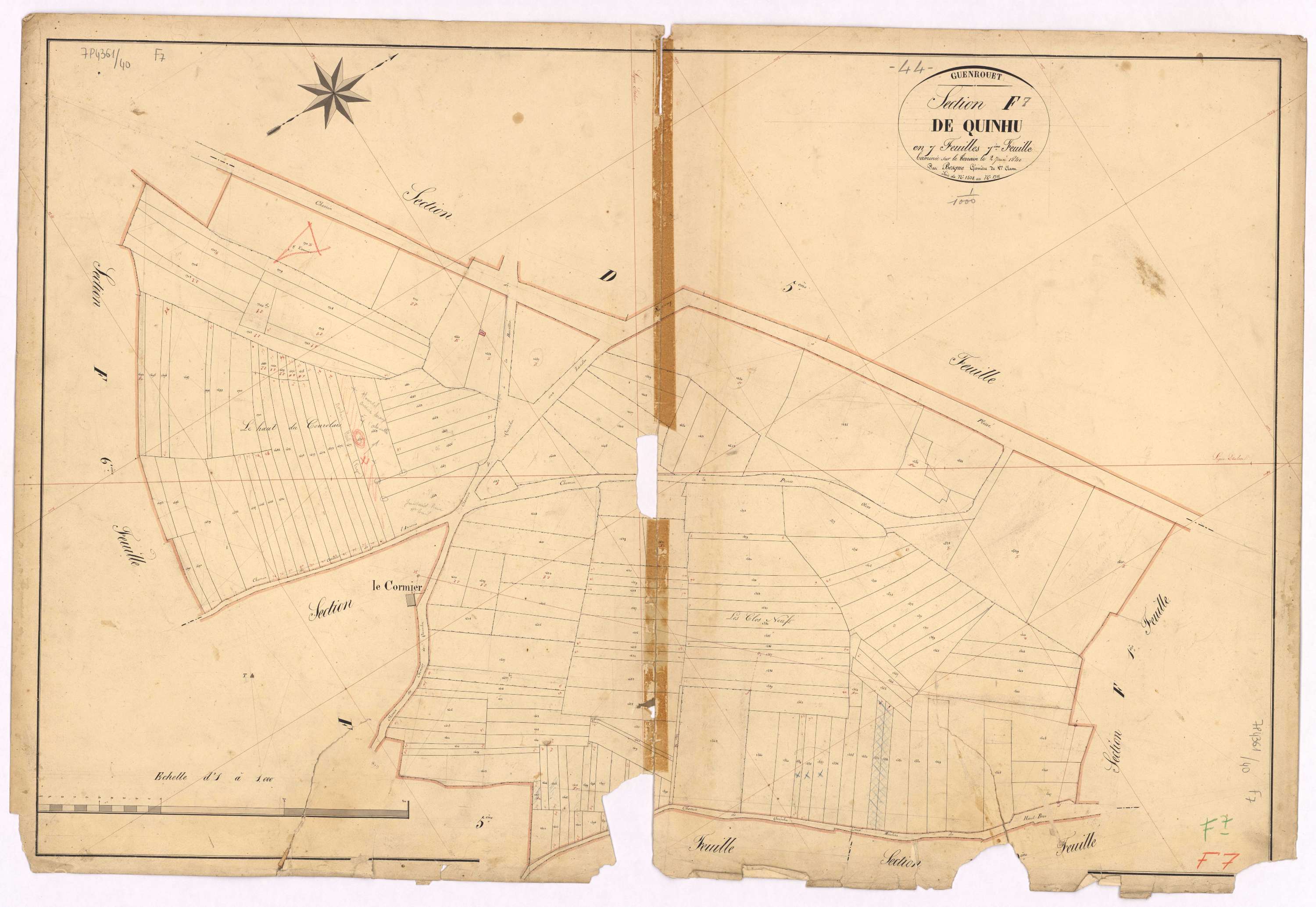 Guenrouet - Section F7 Quinhu (section de) ; 1538-1711