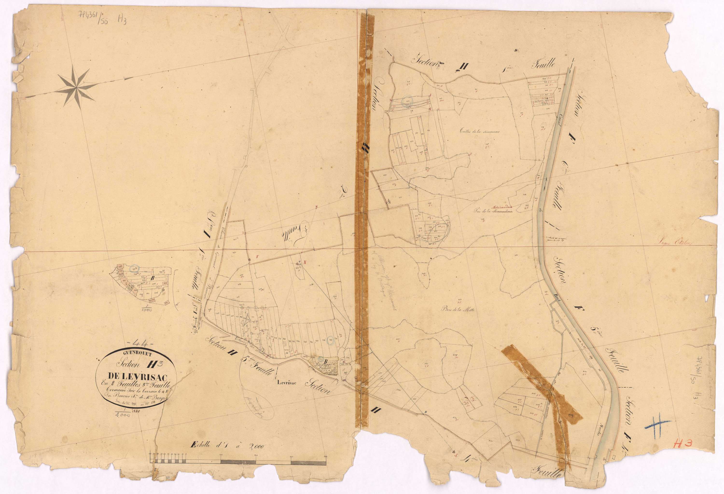 Guenrouet - Section H3 Levrisac (section de) ; 298-438