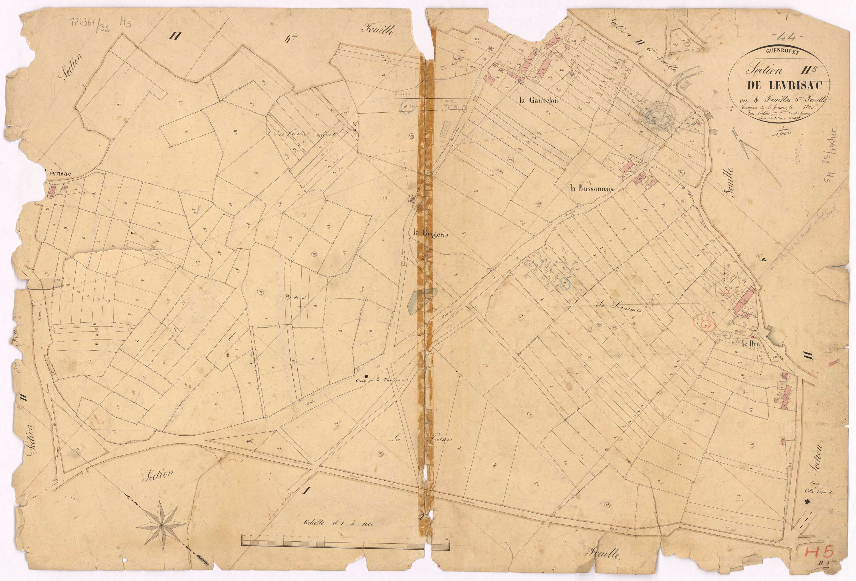 Guenrouet - Section H5 Levrisac (section de) ; 793-1096