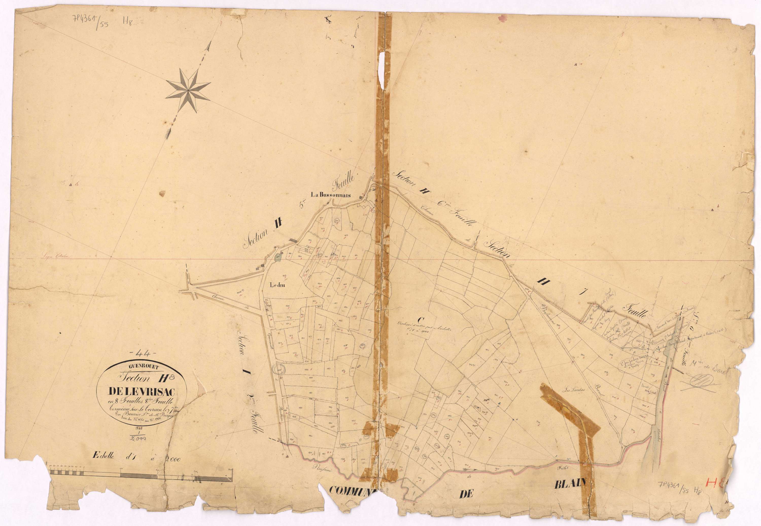 Guenrouet - Section H8 Levrisac (section de) ; 1660-1966