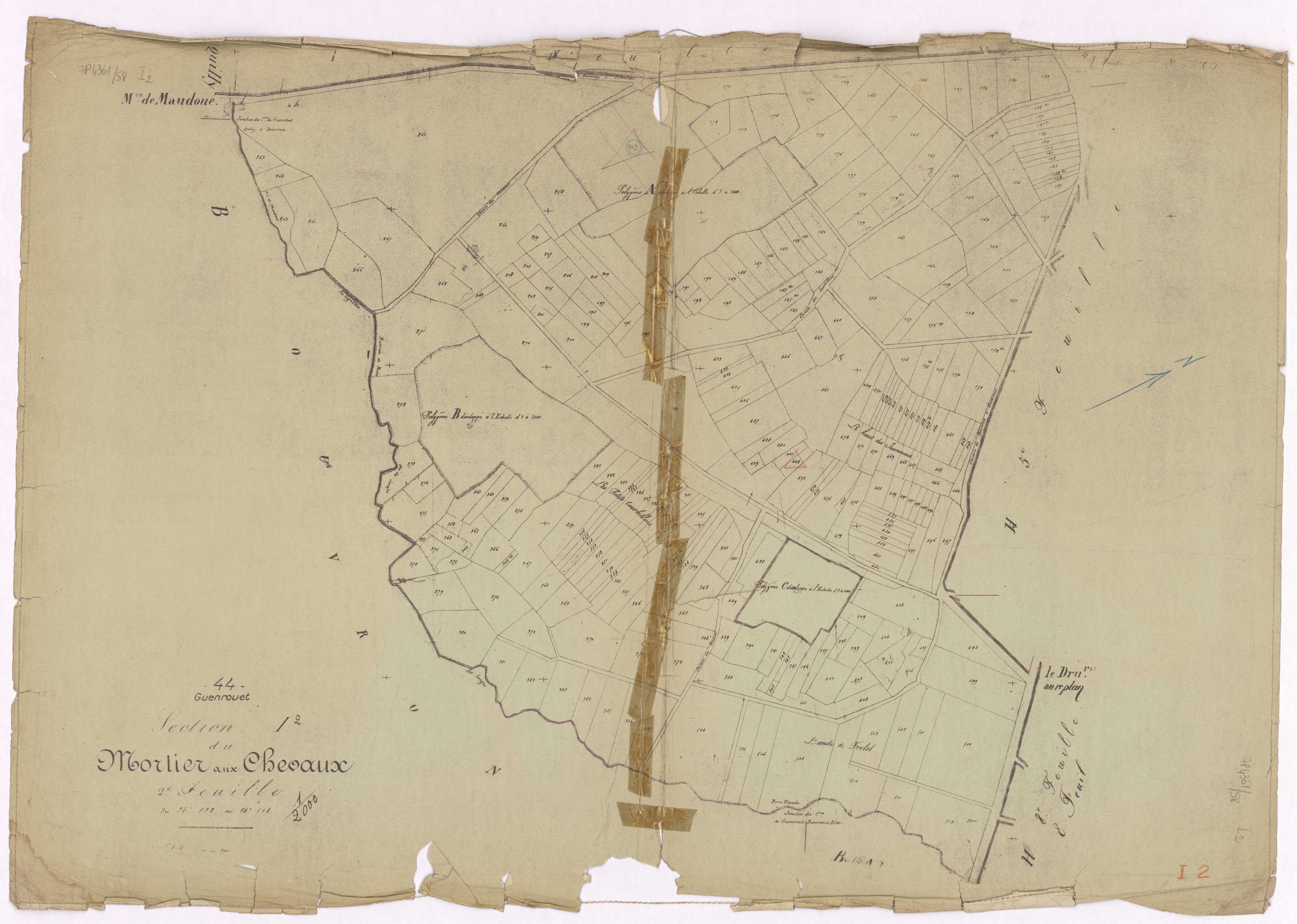 Guenrouet - Section I2 Mortier aux Chevaux (section du) ; 132-512