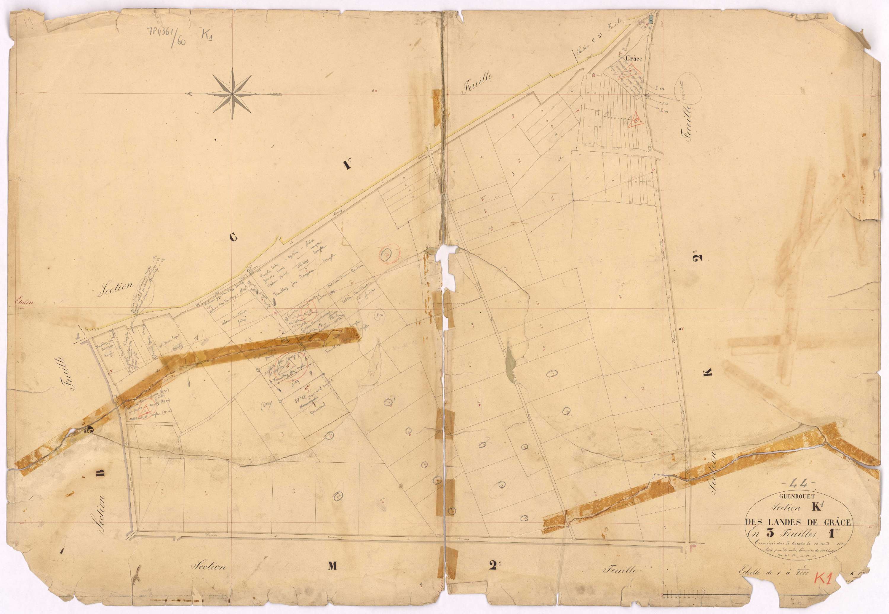 Guenrouet - Section K1 Landes de Grâce (section des) ; 1-105
