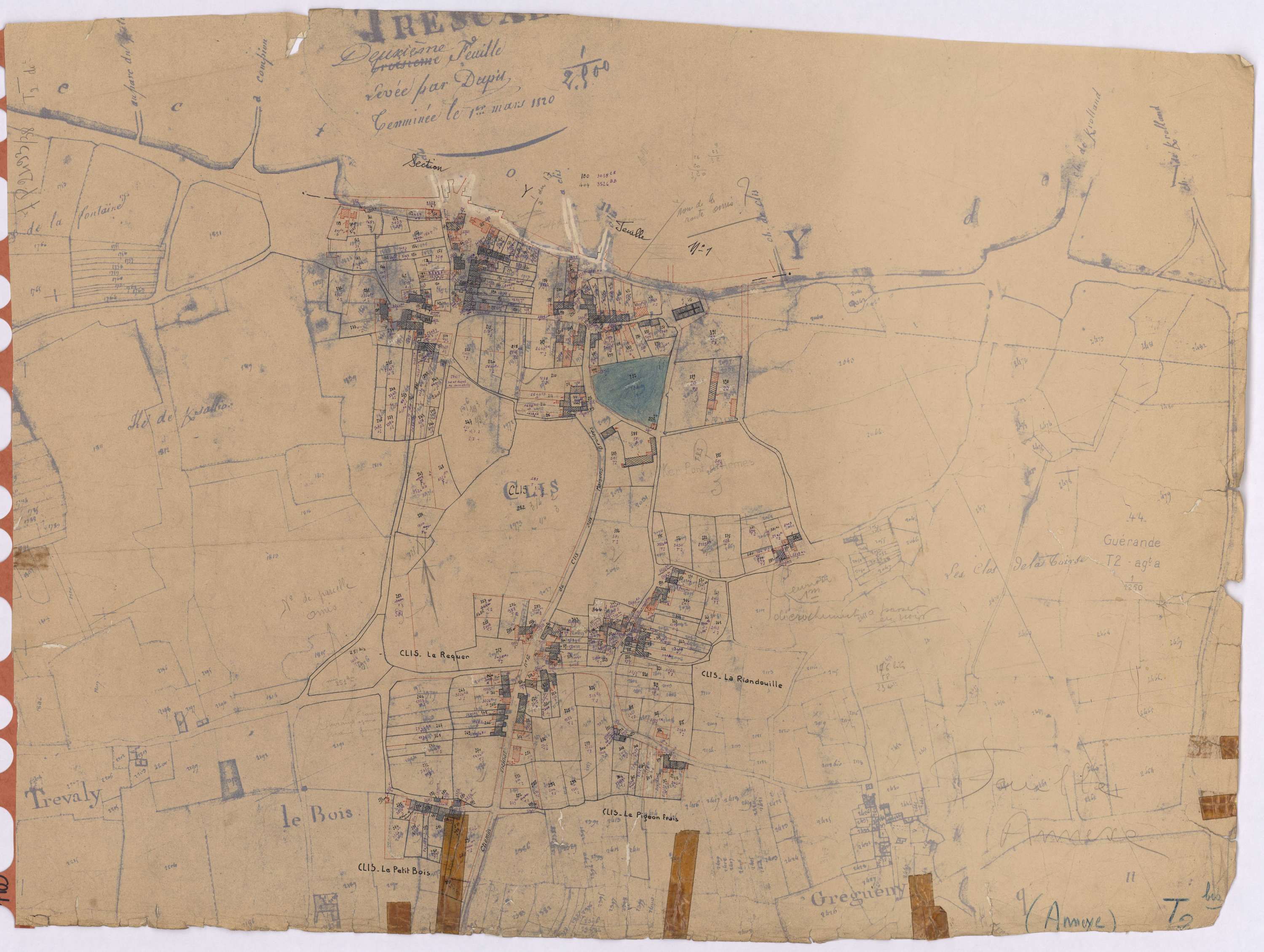 Guérande - Section T2 (développement) 93-738 ; développement du village de Clis