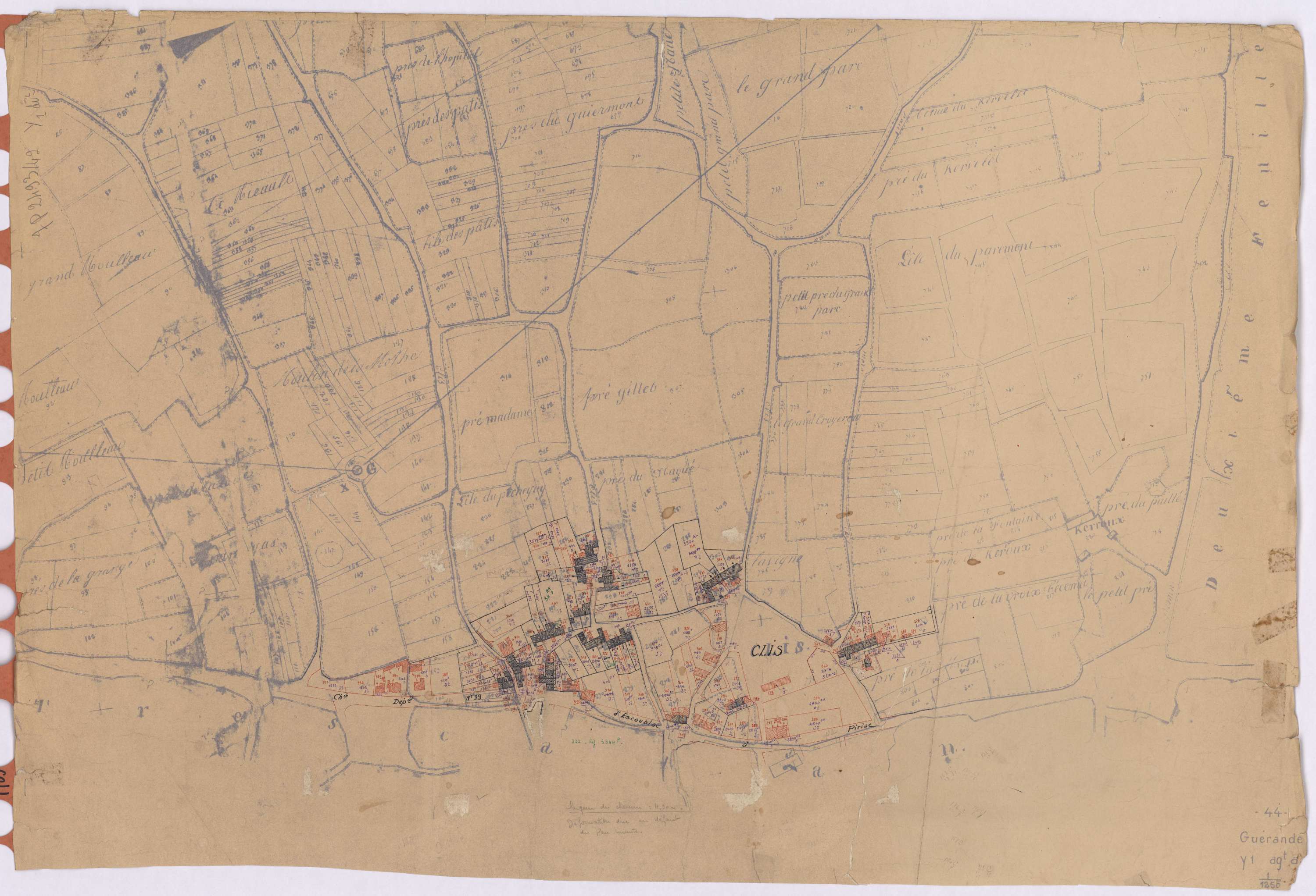 Guérande - Section Y1 (développement) 1-565 ; développement du village de Clis