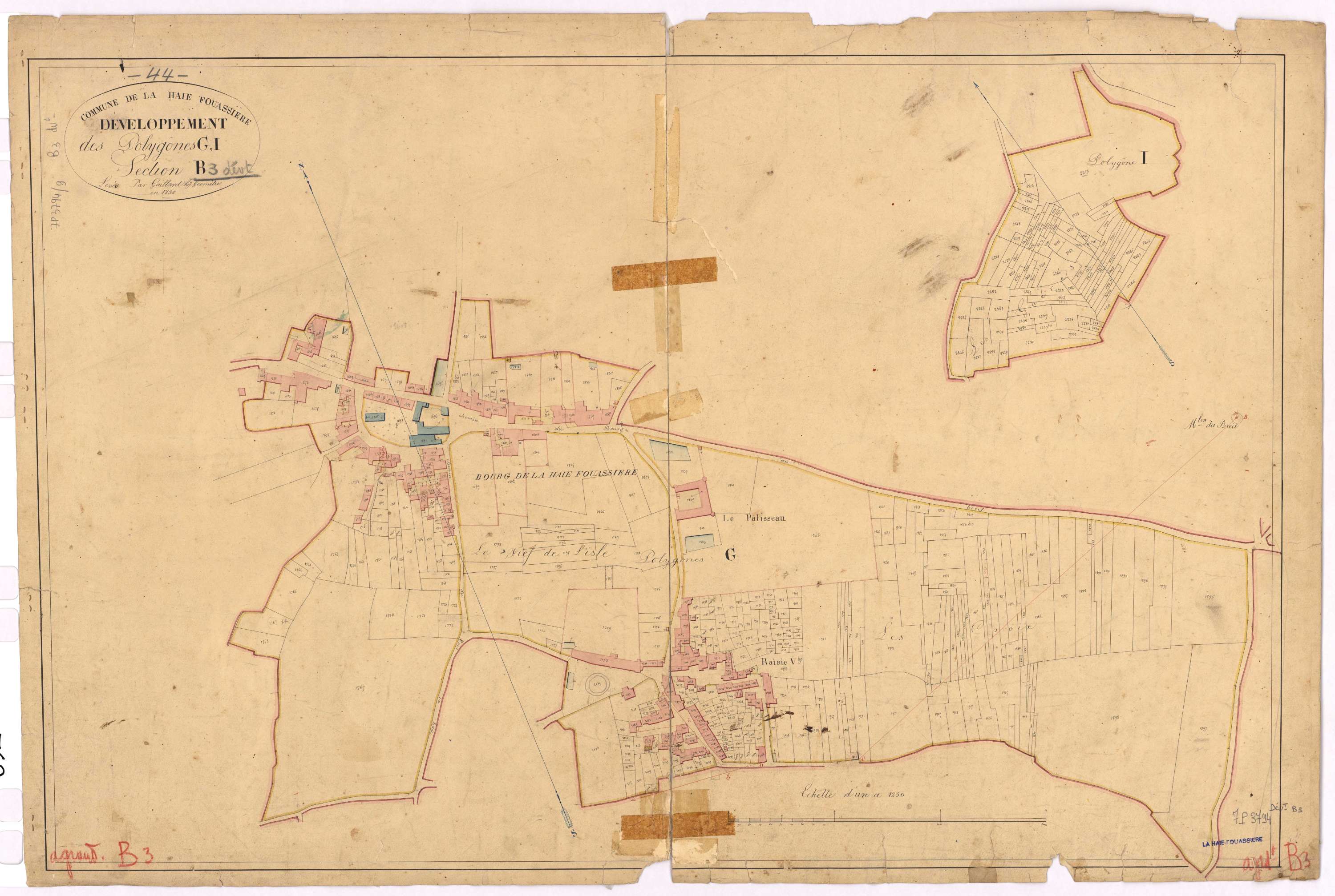 La Haie-Fouassière - Section B3 (développement) Bourg (section du) ; développement des polygônes G et I