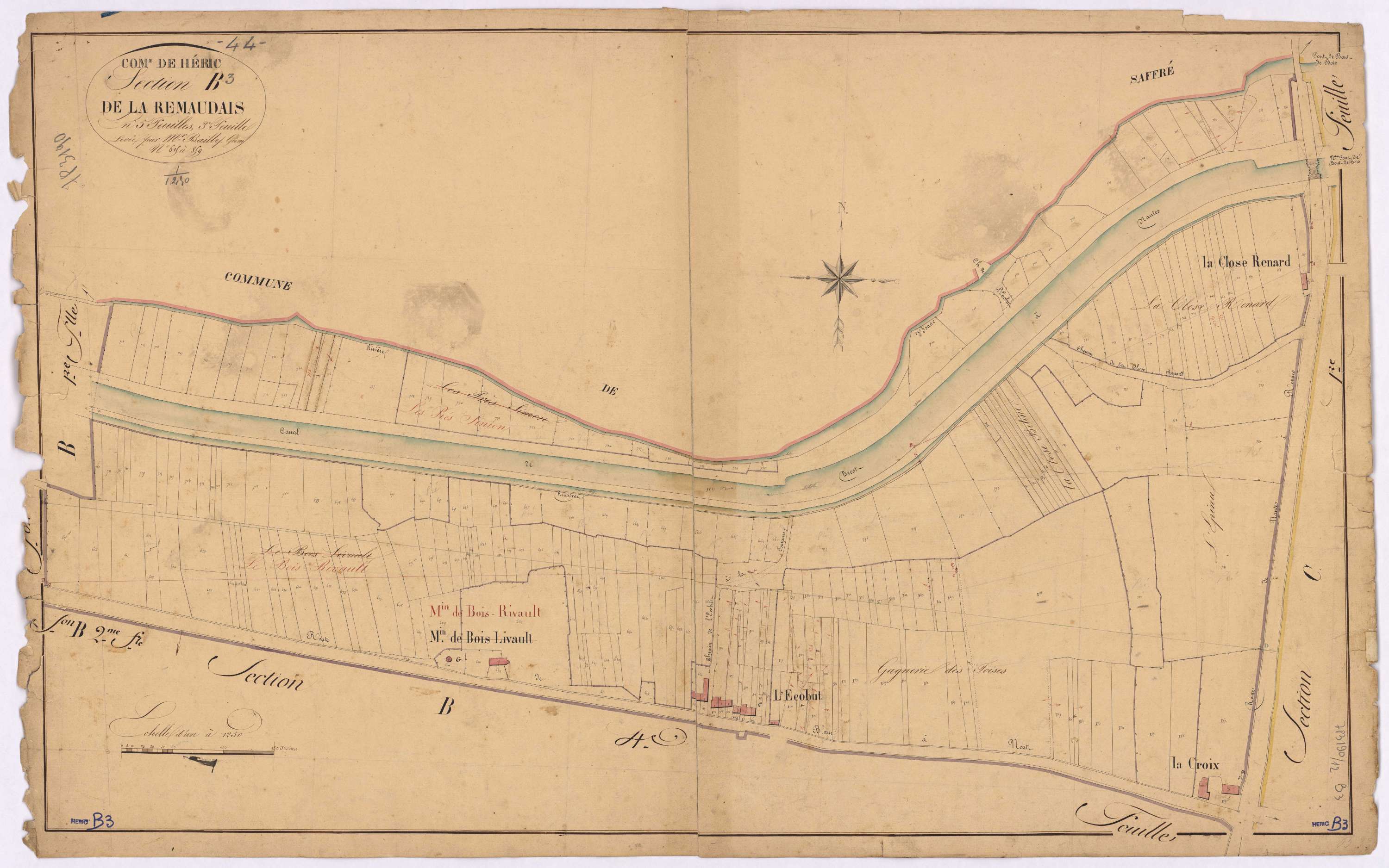 Héric - Section B3 Remaudais (section de La) ; 615-859