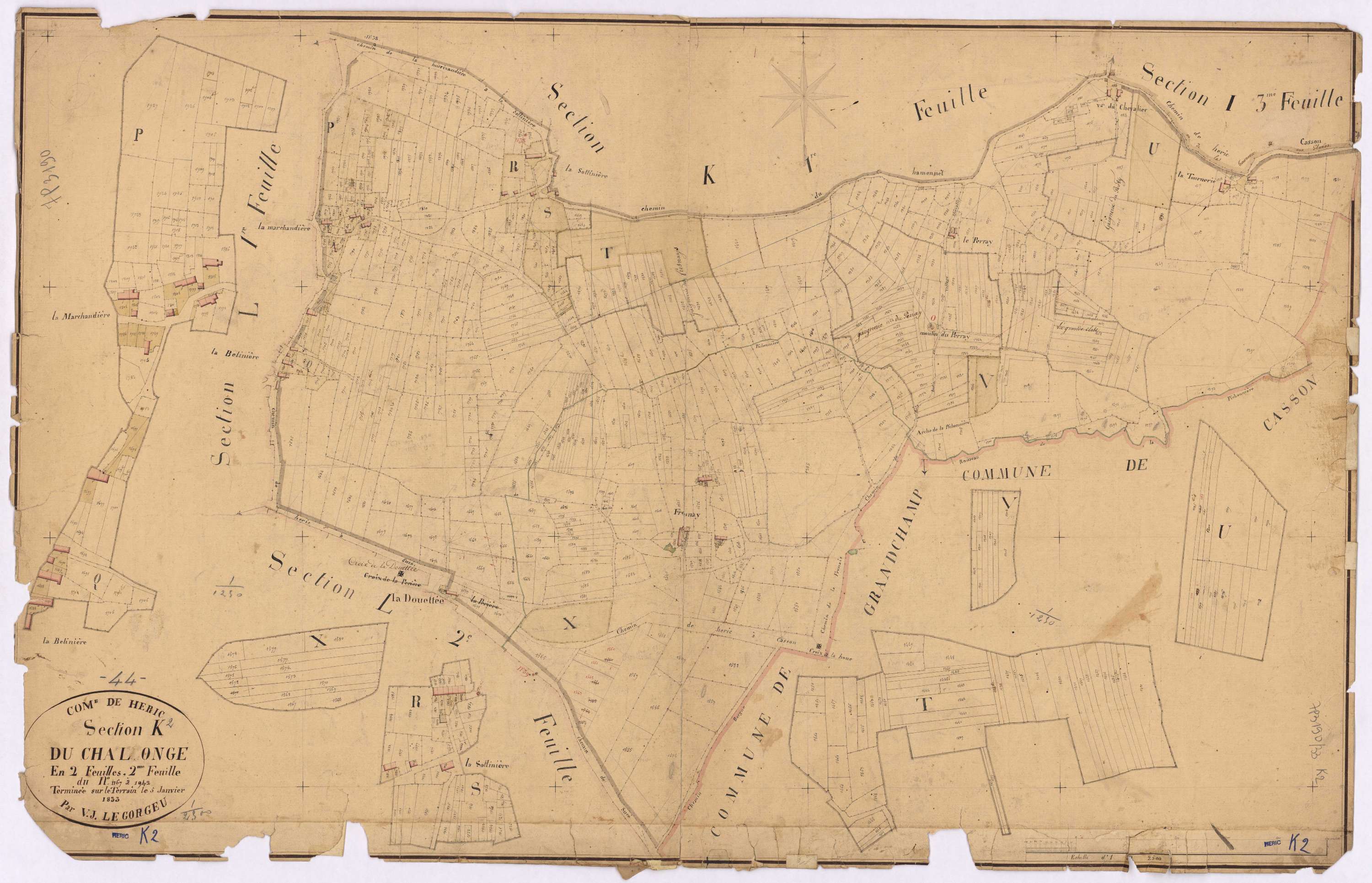 Héric - Section K2 Chalonge (section du) ; 1167-1942