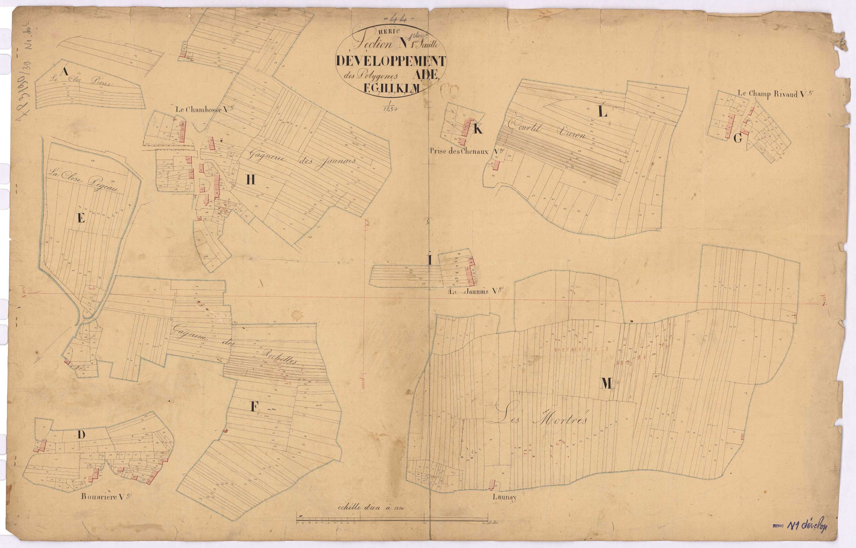 Héric - Section N1 (développement) Haufay (section du) ; 1-1280 ; développement des polygônes A à M