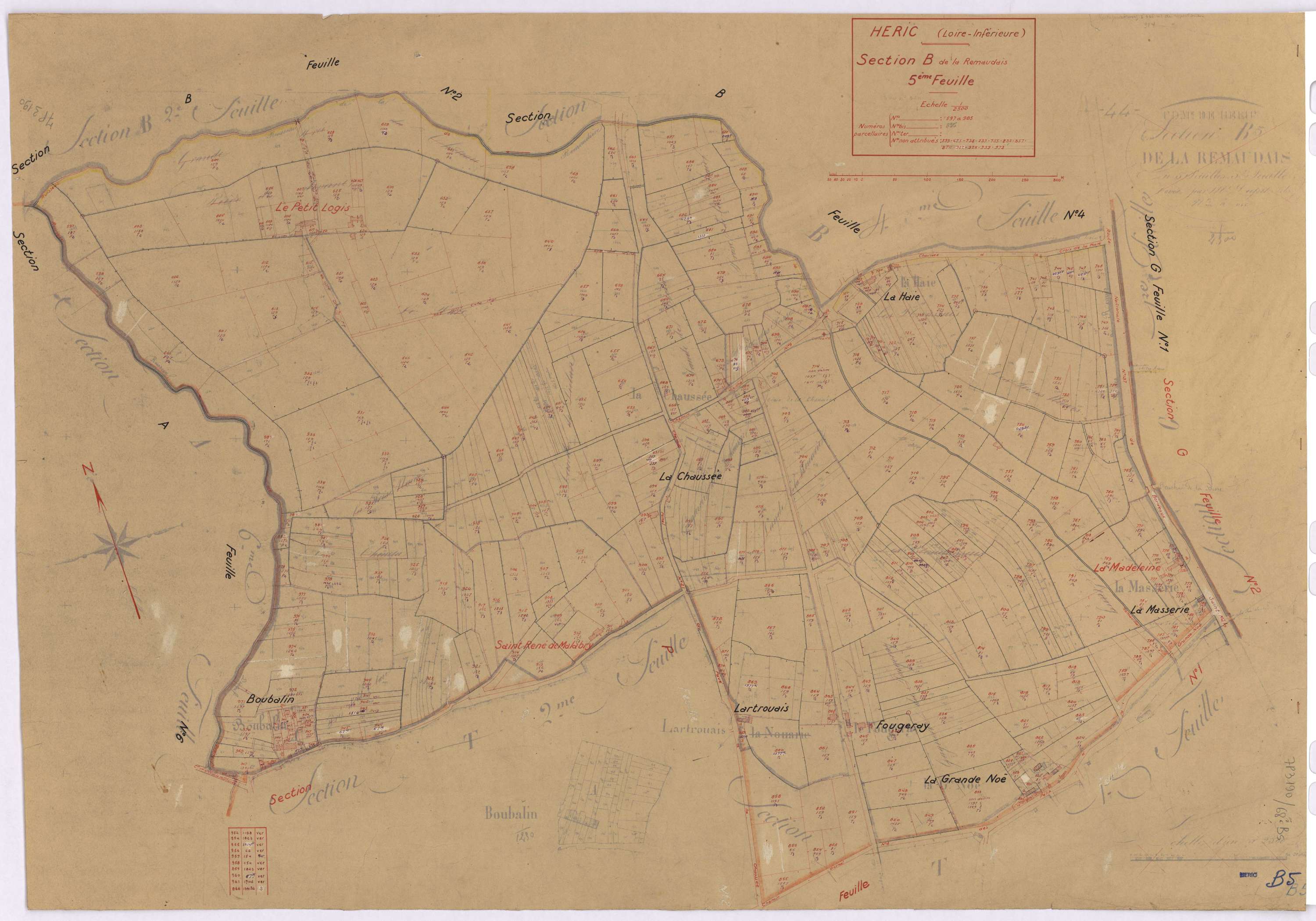 Héric - Section B5 Remaudais (section de La) ; 597-985