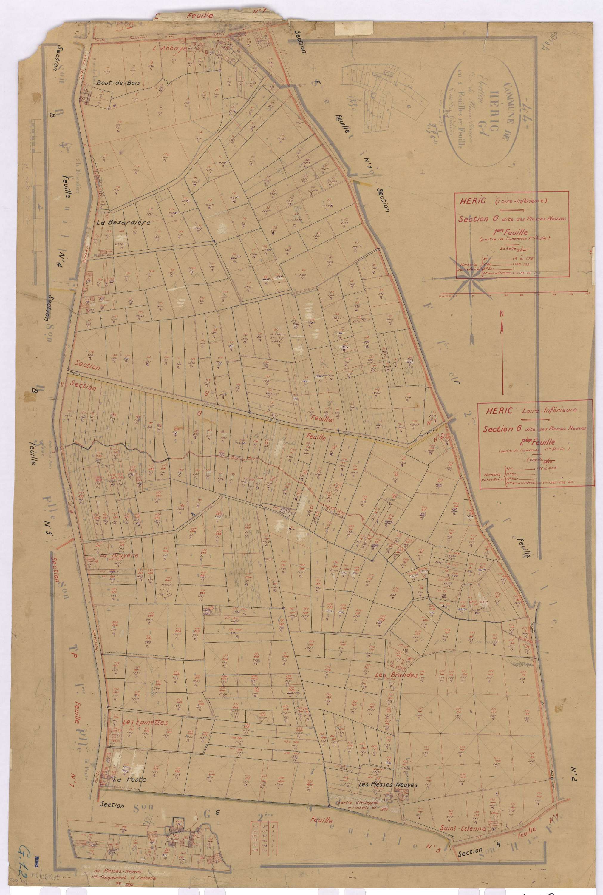 Héric - Section G1 G2 Plesses Neuves (section des) ; 1-175 ; 176-468