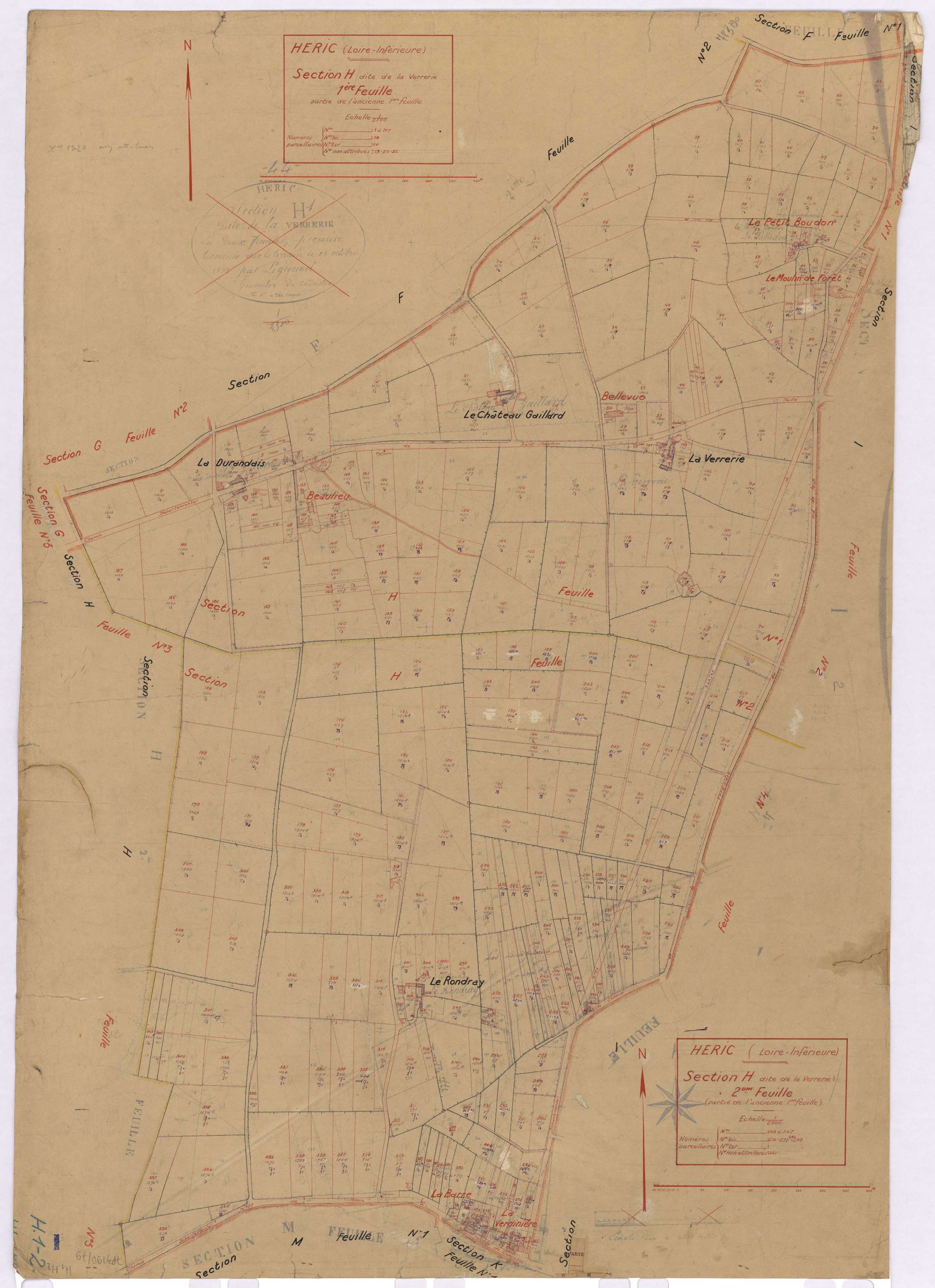 Héric - Section H1 H2 Verrerie (section de La) ; 1-167 ; 168-347