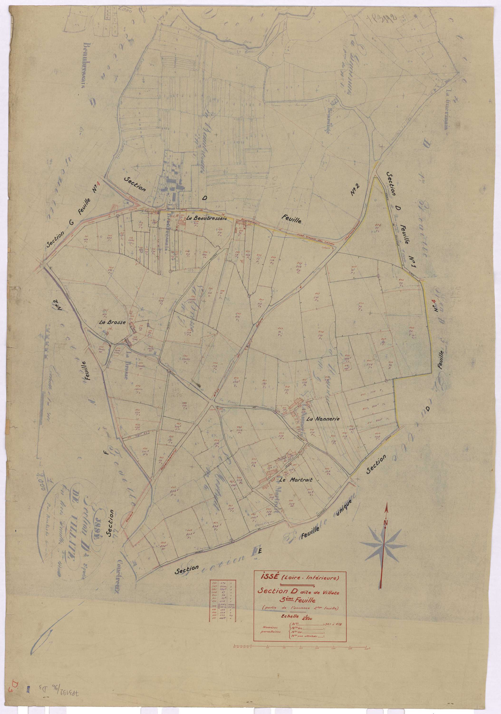 Issé - Section D3 Villate (section de) ; 361-478