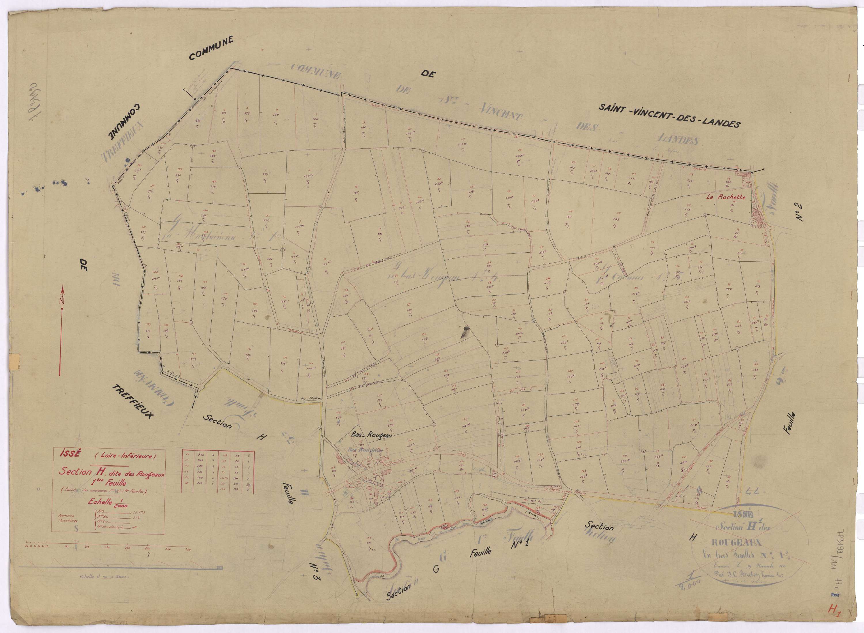 Issé - Section H1 Rougeaux (section des) ; 1-190